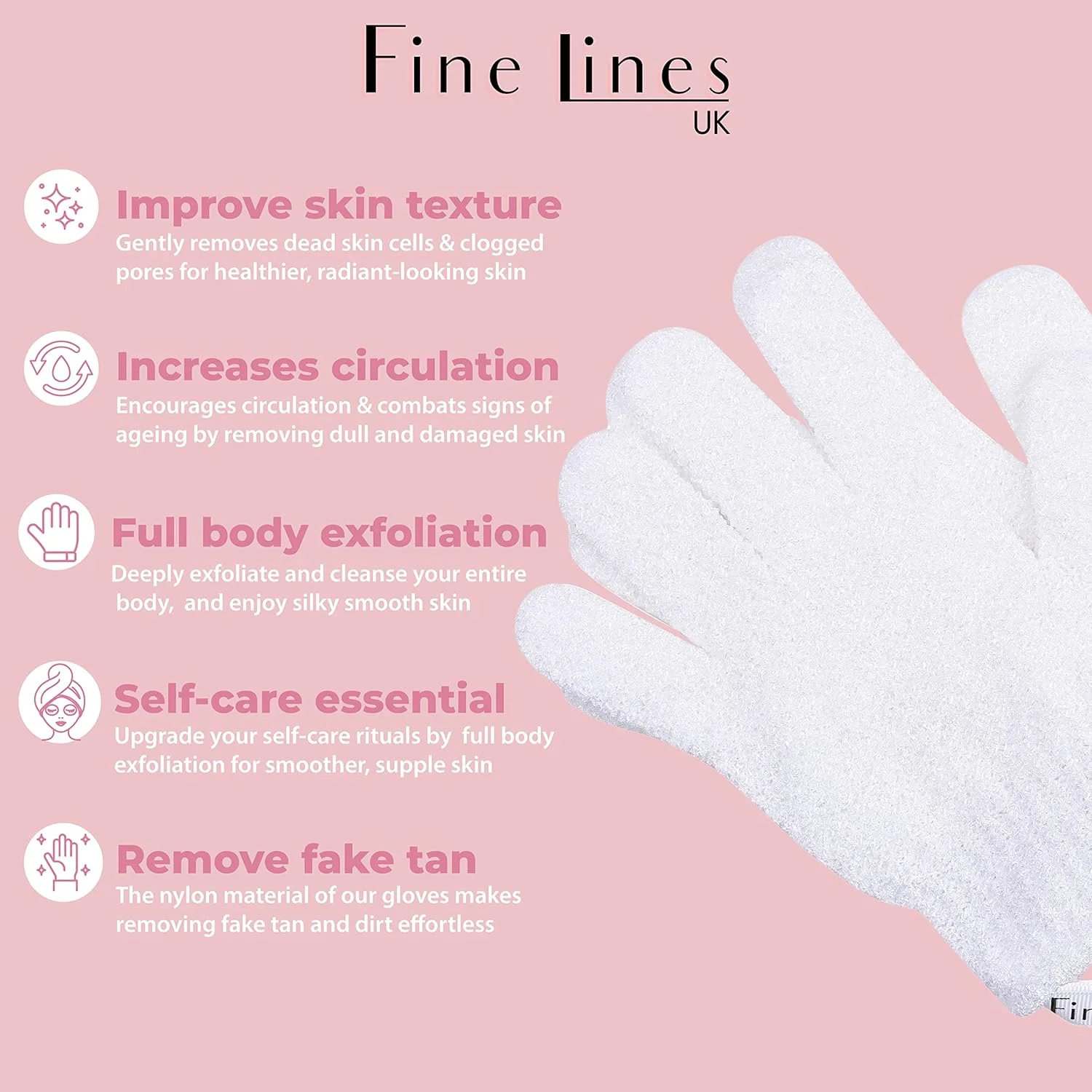 دستکش لایه بردار حمام فاین لاینز، سفید | دستکش لایه بردار برای اسکراب حمام، از بین برنده پوست مرده | دستکش لایه بردار | دستکش اسکراب بدن با حلقه آویز | طراحی محافظت شده دستکش لایه بردار حمام فاین لاینز، سفید | دستکش لایه بردار برای اسکراب حمام، از بین برنده پوست مرده | دستکش لایه بردار | دستکش اسکراب بدن با حلقه آویز | طراحی محافظت شده