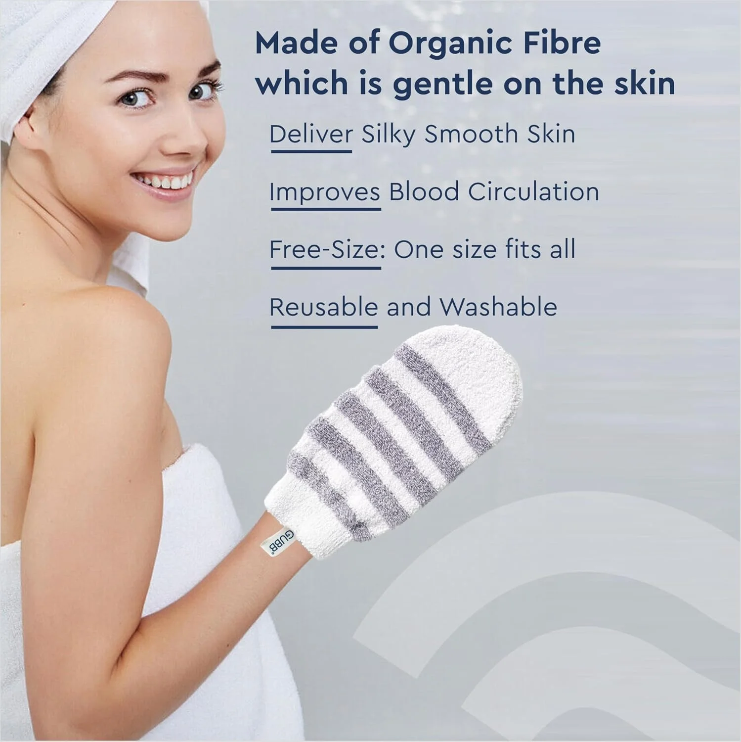 دستکش لوفا حمام گاب یو اس ای، رنگ خاکستری، مناسب آقایان و بانوان (اسکرابر پوشیدنی دستی)