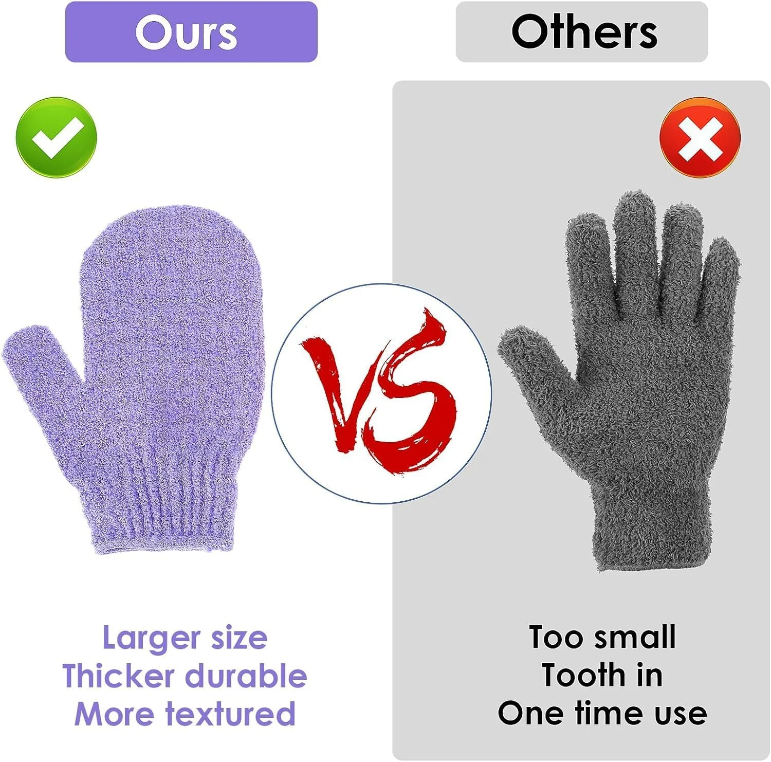 3 جفت دستکش لایه بردار، دستکش لایه بردار، دستکش لایه بردار دو طرفه پوست بدن، دستکش اسکراب، دستکش حمام، دستکش لیف حمام، لوازم جانبی دوش، برای پاکسازی پوست مرده یا خشک