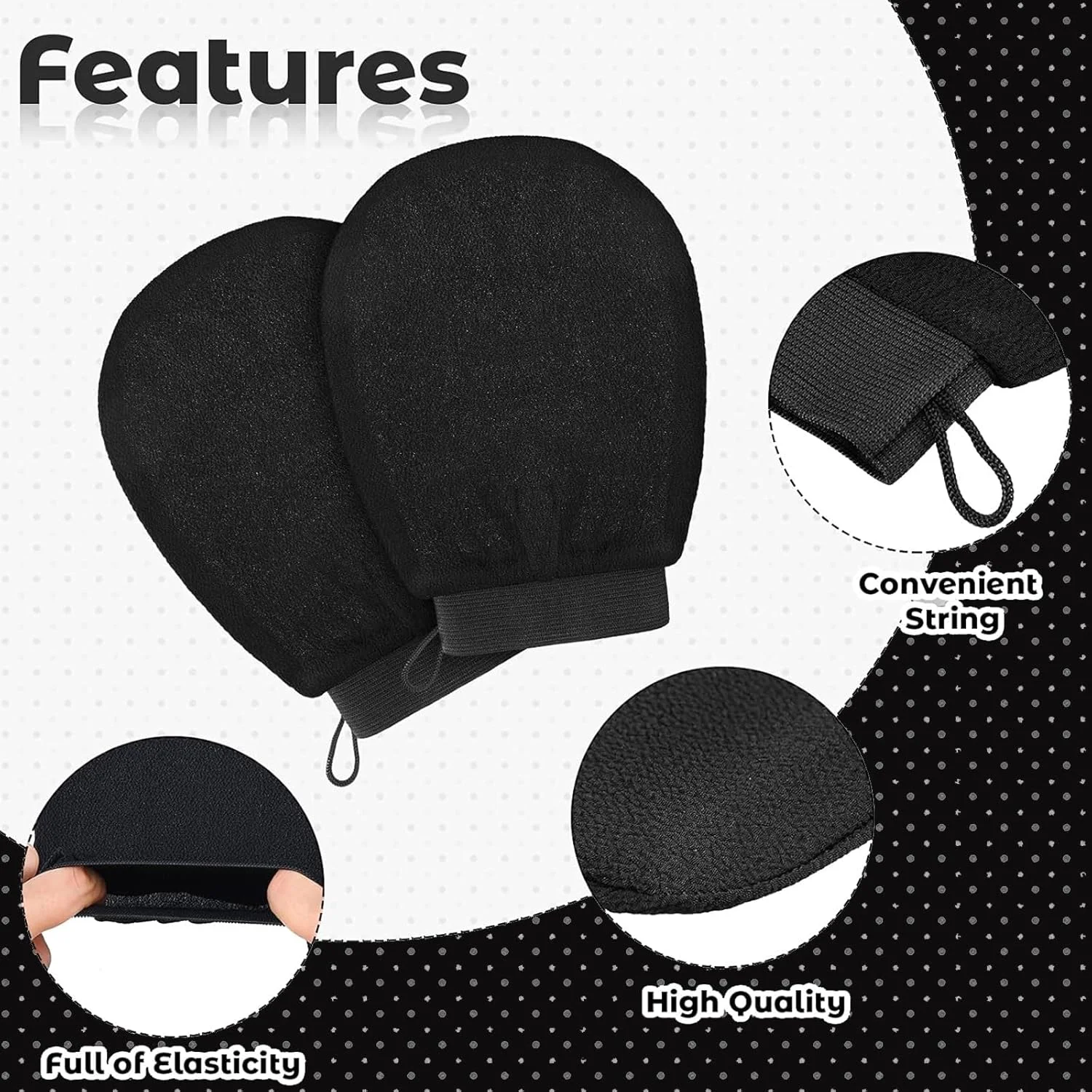 بسته 4 عددی دستکش لایه بردار عمیق، دستکش لایه بردار حمام برای انواع پوست و بهبود گردش خون، دوش، اسپا، پاکسازی عمیق بدن (مشکی) بسته 4 عددی دستکش لایه بردار عمیق، دستکش لایه بردار حمام برای انواع پوست و بهبود گردش خون، دوش، اسپا، پاکسازی عمیق بدن (مشکی)