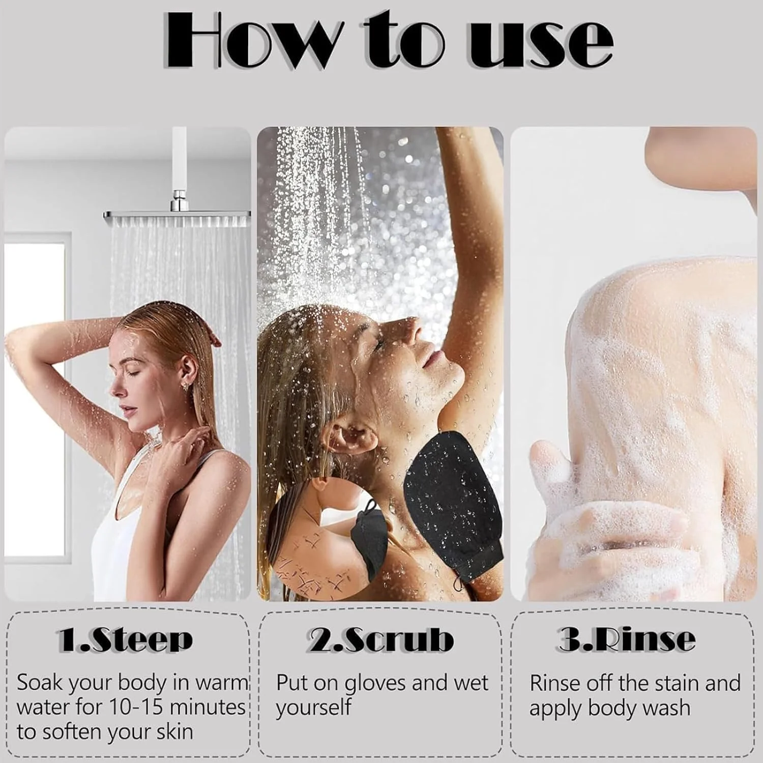 بسته 4 عددی دستکش لایه بردار عمیق، دستکش لایه بردار حمام برای انواع پوست و بهبود گردش خون، دوش، اسپا، پاکسازی عمیق بدن (مشکی) بسته 4 عددی دستکش لایه بردار عمیق، دستکش لایه بردار حمام برای انواع پوست و بهبود گردش خون، دوش، اسپا، پاکسازی عمیق بدن (مشکی)