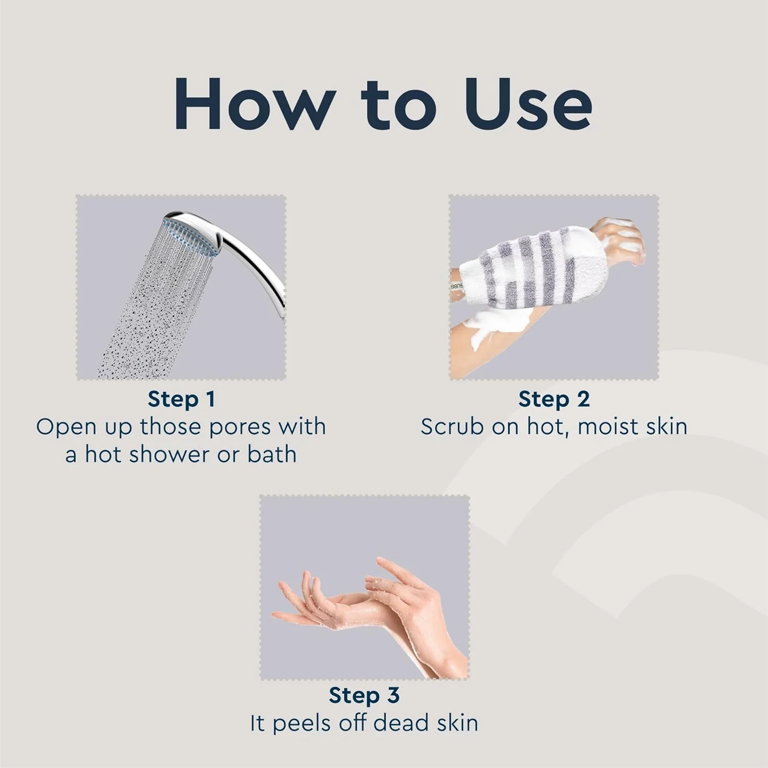 دستکش لوفا حمام گاب یو اس ای، رنگ خاکستری، مناسب آقایان و بانوان (اسکرابر پوشیدنی دستی)