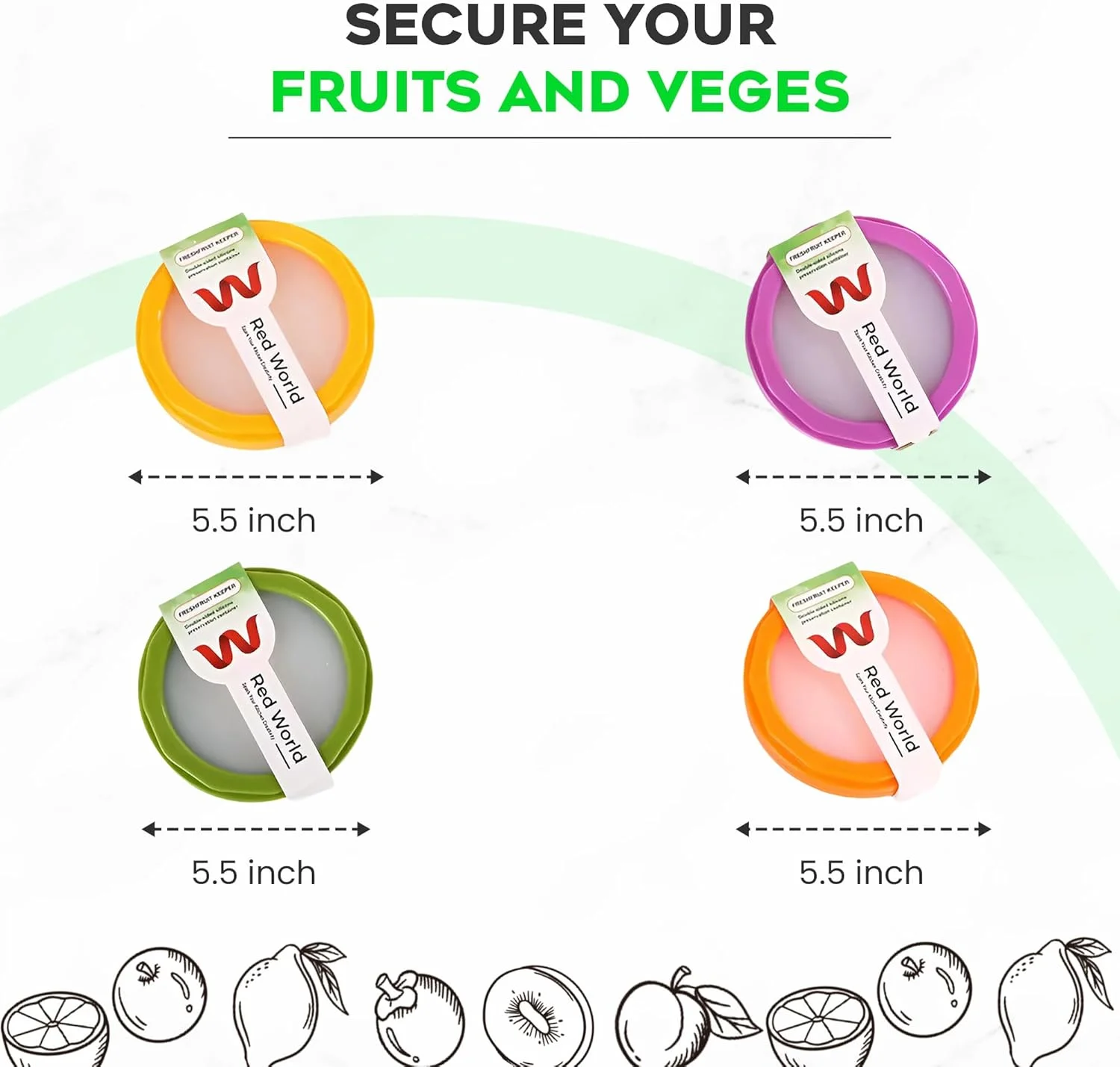 نگهدارنده آووکادو و پیاز - مجموعه 4 عددی نگهدارنده آووکادو، گوجه فرنگی، ظروف سیلیکونی نگهداری مواد غذایی و نگهدارنده لیمو، سیر و سیب زمینی - ظروف نگهداری میوه و سبزیجات قابل استفاده مجدد برای یخچال