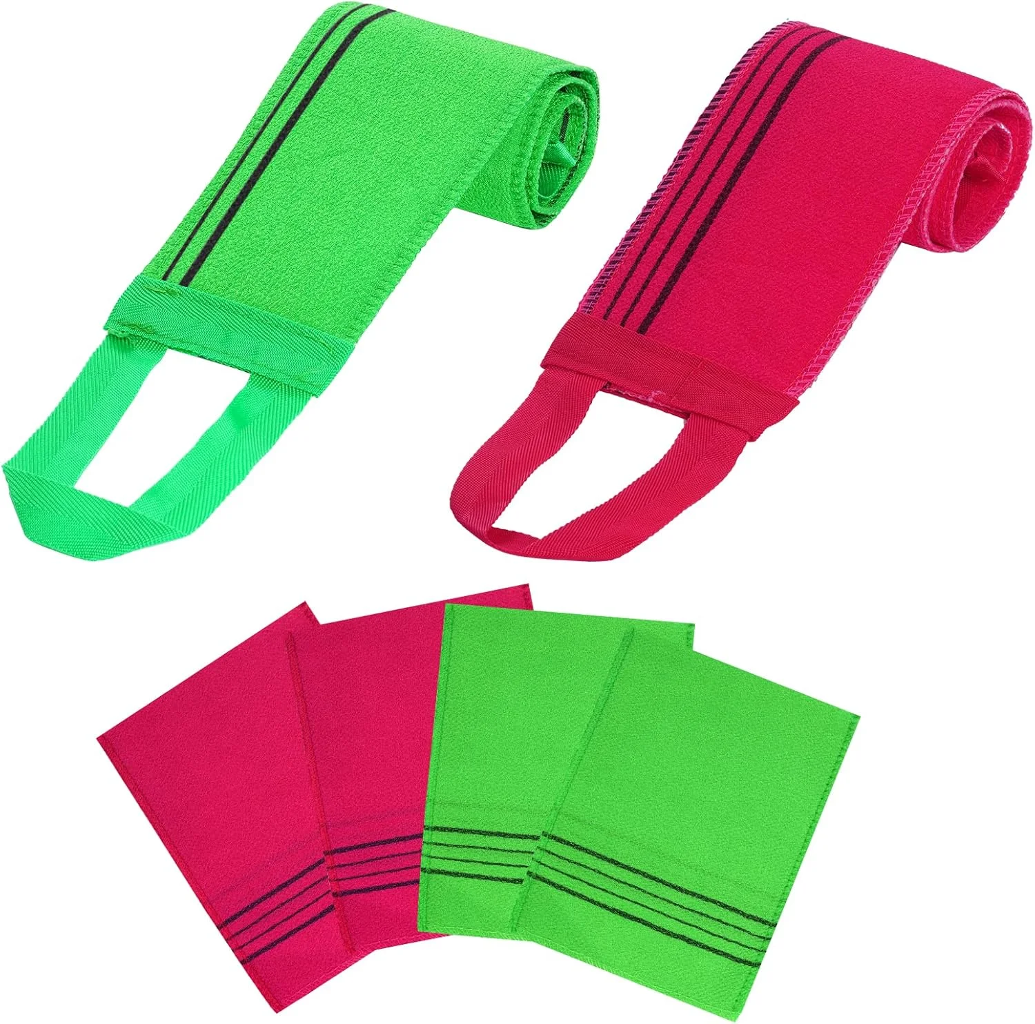 ست 6 تکه دستکش و لیف لایه بردار کره ای obmwang، لیف و اسکرابر پشت لایه بردار آسیایی برای شستشوی حمام زنان و مردان ست 6 تکه دستکش و لیف لایه بردار کره ای obmwang، لیف و اسکرابر پشت لایه بردار آسیایی برای شستشوی حمام زنان و مردان