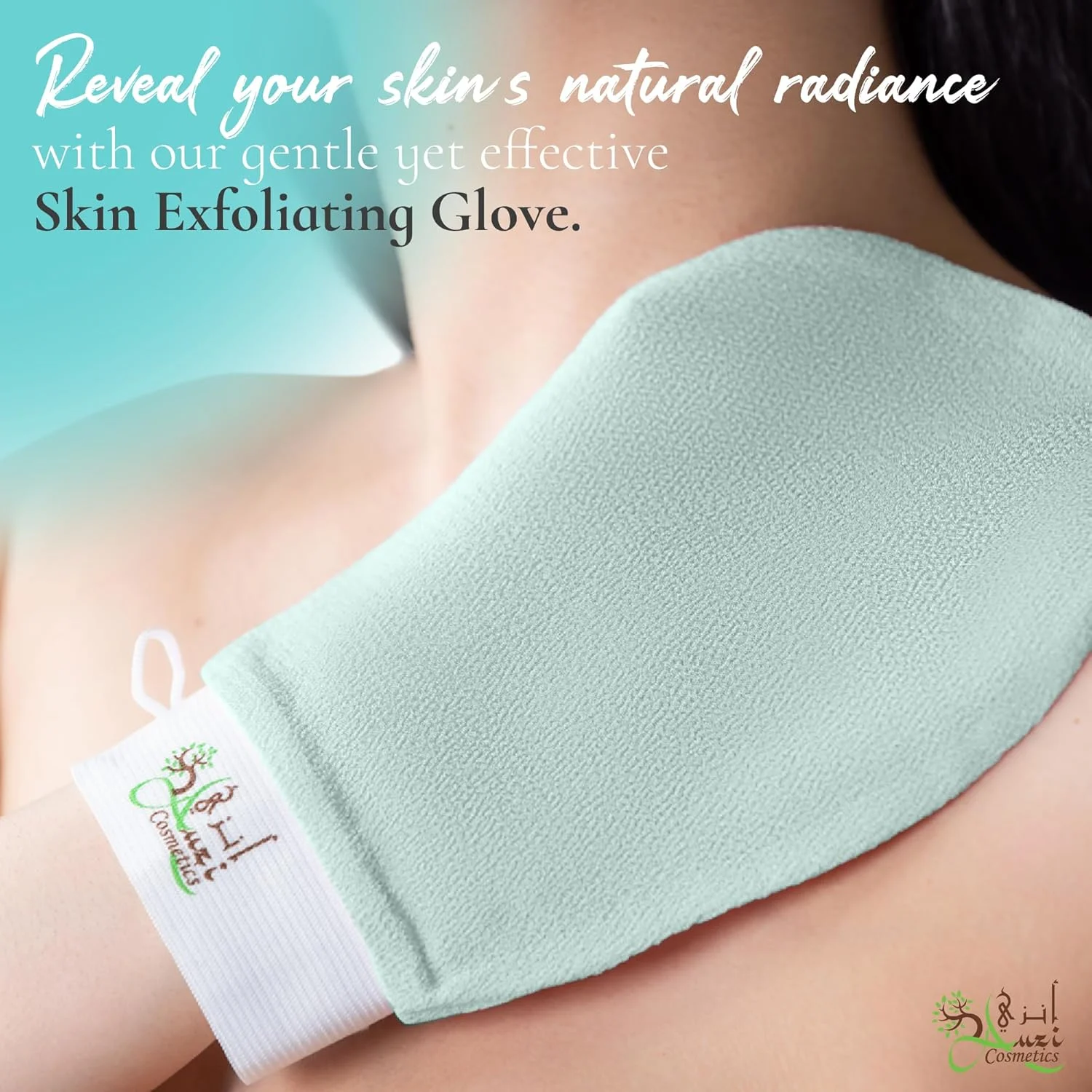 دستکش لایه بردار مراکشی اصل، دستکش اسکراب بدن، از بین برنده پوست مرده و کاهش دهنده برجستگی های پوست، پوست را صاف، درخشان و خوشایند می کند. مناسب برای انواع پوست. (سبز)