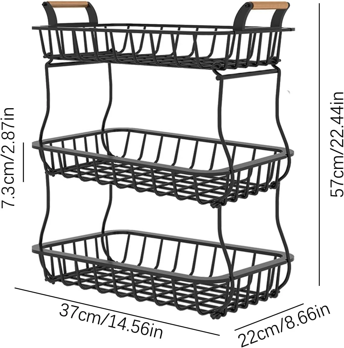 سبد میوه BAYINBROOK، سبد میوه با 3 طبقه و 2 طبقه، سبد میوه، کاسه میوه، سبد آویز برای آشپزخانه، سبد سبزیجات رومیزی برای نان و تنقلات، سازمان دهنده برای پیاز، سیب زمینی