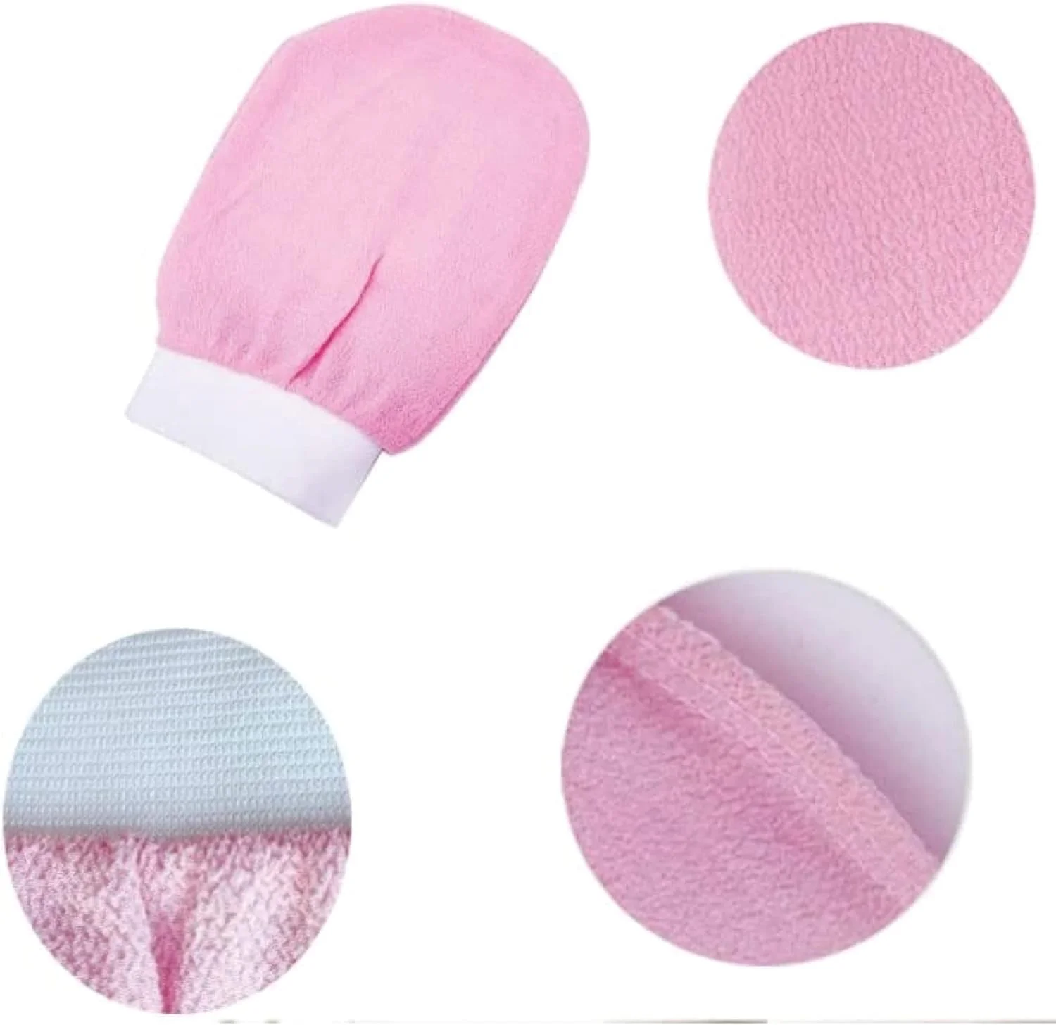 دستکش لایه بردار عمیق کره ای Showay برای بدن، دستکش اسکراب لایه بردار حمام، از بین برنده پوست مرده، لایه بردار با کیفیت اسپا زنانه مردانه (صورتی)