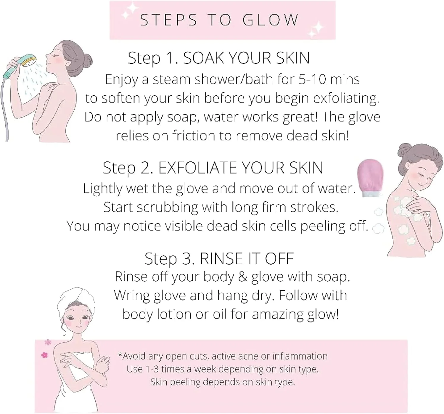 دستکش لایه بردار عمیق کره ای Showay برای بدن، دستکش اسکراب لایه بردار حمام، از بین برنده پوست مرده، لایه بردار با کیفیت اسپا زنانه مردانه (صورتی)