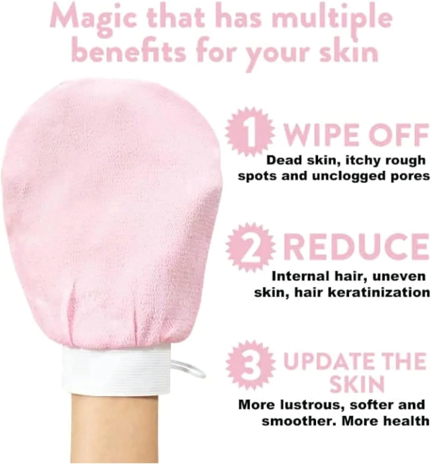 دستکش لایه بردار عمیق کره ای Showay برای بدن، دستکش اسکراب لایه بردار حمام، از بین برنده پوست مرده، لایه بردار با کیفیت اسپا زنانه مردانه (صورتی)