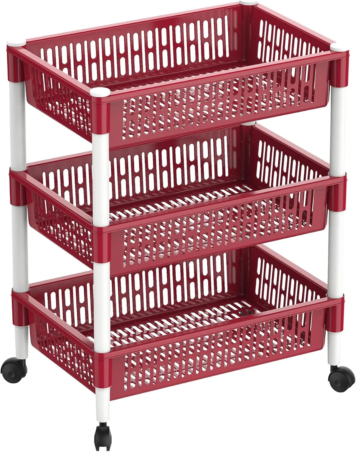 Cosmoplast 3 Tiers Vegetable Storage Rack, Dark Red