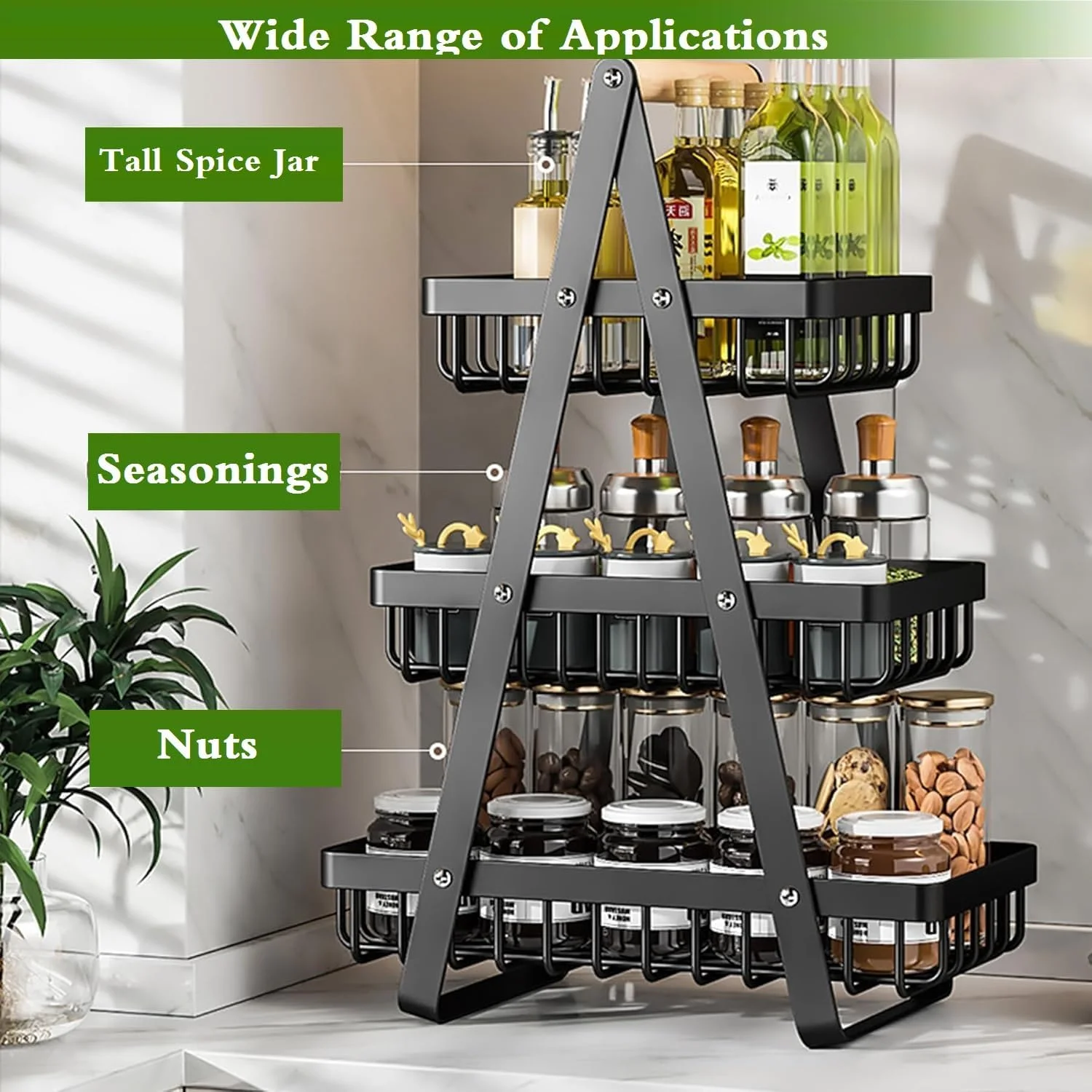 سبد میوه 3 طبقه، کاسه سبد میوه و سبزیجات رومیزی با دسته چوبی، سبد میوه طبقه ای، سازمان دهنده آشپزخانه برای نان، سبزیجات، میوه، تنقلات، محصولات، پیاز، سیب زمینی