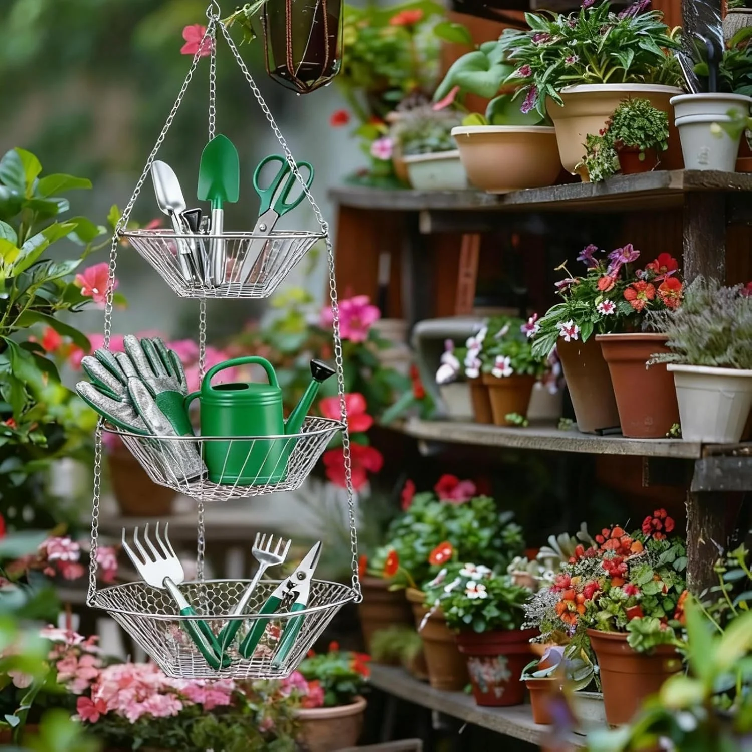 سبد سبزیجات برای آشپزخانه | قفسه نگهدارنده 3 طبقه فلزی | سازمان دهنده سبد میوه و سبزیجات آشپزخانه، برای مواد غذایی، تنقلات، نان، سیب زمینی، پیاز، ابزار باغبانی، حمام، باغ، حیاط، انبار