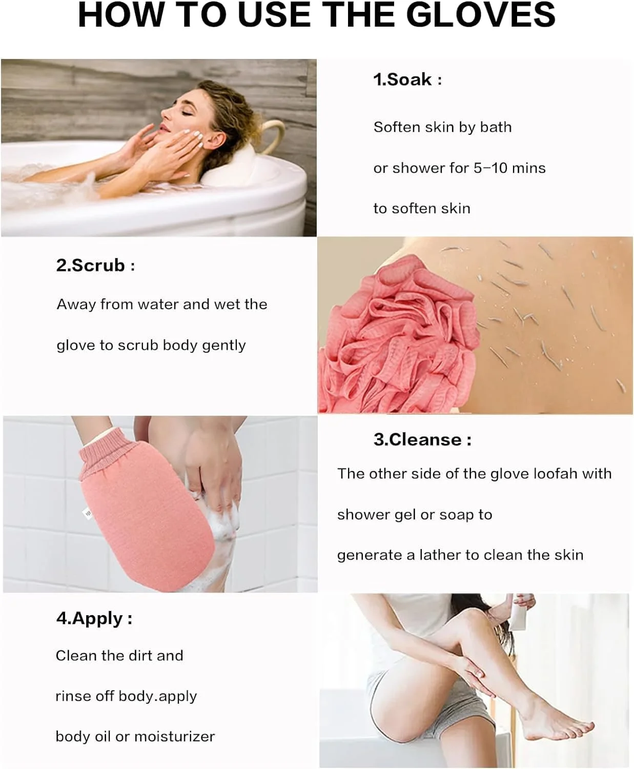 دستکش لایه بردار عمیق ChicAbode برای حمام، دستکش لایه بردار دو طرفه، دستکش اسکراب ماساژ بدن برای اسپا خانگی، اسفنج لوفا سازگار با محیط زیست، از بین برنده پوست مرده و اسکراب لایه بردار بدن، صورتی دستکش لایه بردار عمیق ChicAbode برای حمام، دستکش لایه بردار دو طرفه، دستکش اسکراب ماساژ بدن برای اسپا خانگی، اسفنج لوفا سازگار با محیط زیست، از بین برنده پوست مرده و اسکراب لایه بردار بدن، صورتی