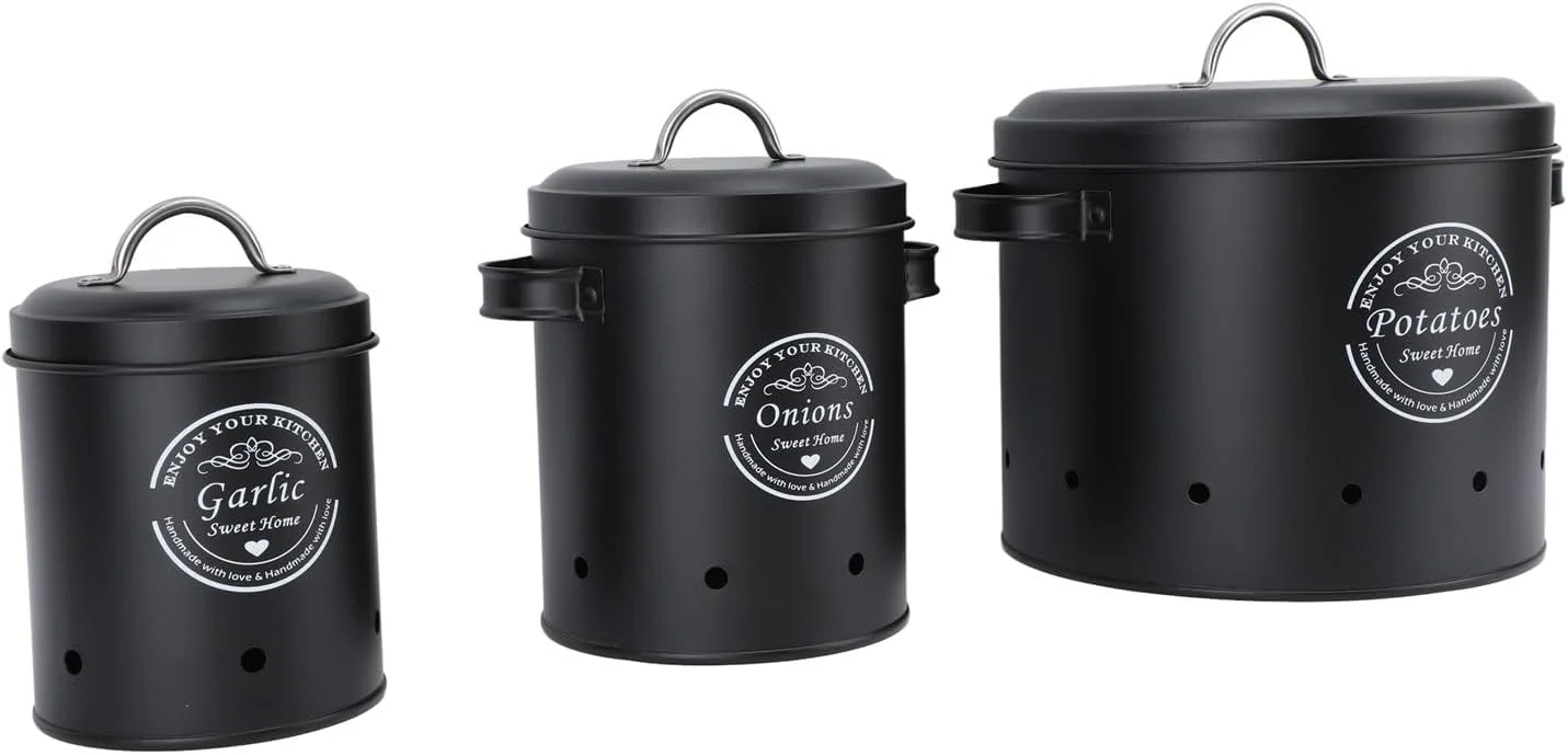 ظرف نگهداری سیب زمینی و پیاز، جا حبوباتی، ظروف آشپزخانه، فولاد کربنی سازمان یافته، ظرفیت بزرگ، درب مهر و موم شده، دسته (Domary842oi7gvur-11)