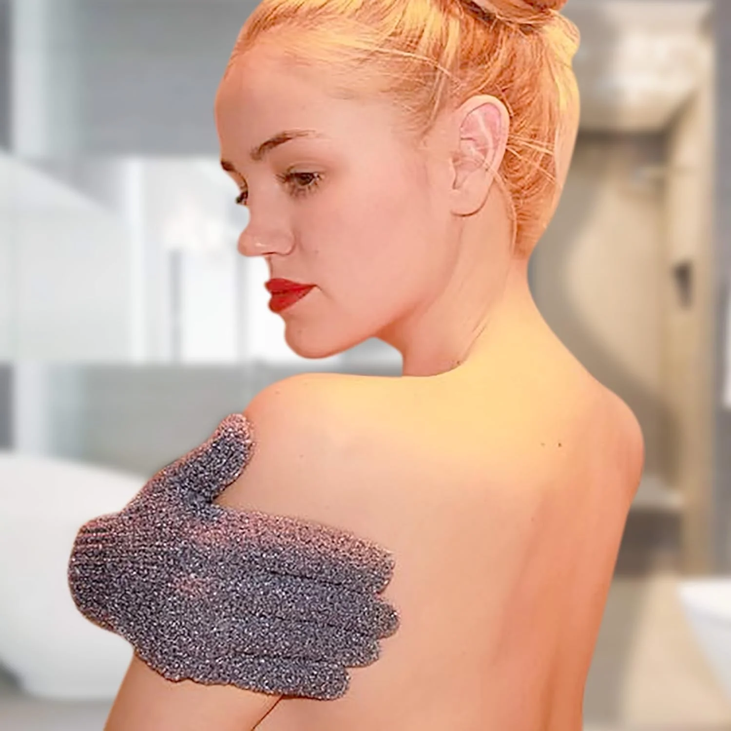 دستکش های لایه بردار دو بافت Evridwear برای دوش، اسپا، ماساژ و اسکراب بدن، از بین برنده سلول های مرده پوست، دستکش با حلقه آویز (3 جفت)