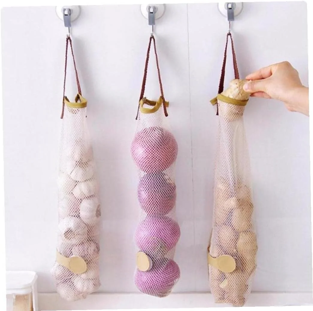 کیسه های توری آویز برای نگهداری میوه و سبزیجات، مناسب برای سیب زمینی، پیاز، فلفل دلمه ای سبز، میوه ها و سیر کیسه های توری آویز برای نگهداری میوه و سبزیجات، مناسب برای سیب زمینی، پیاز، فلفل دلمه ای سبز، میوه ها و سیر