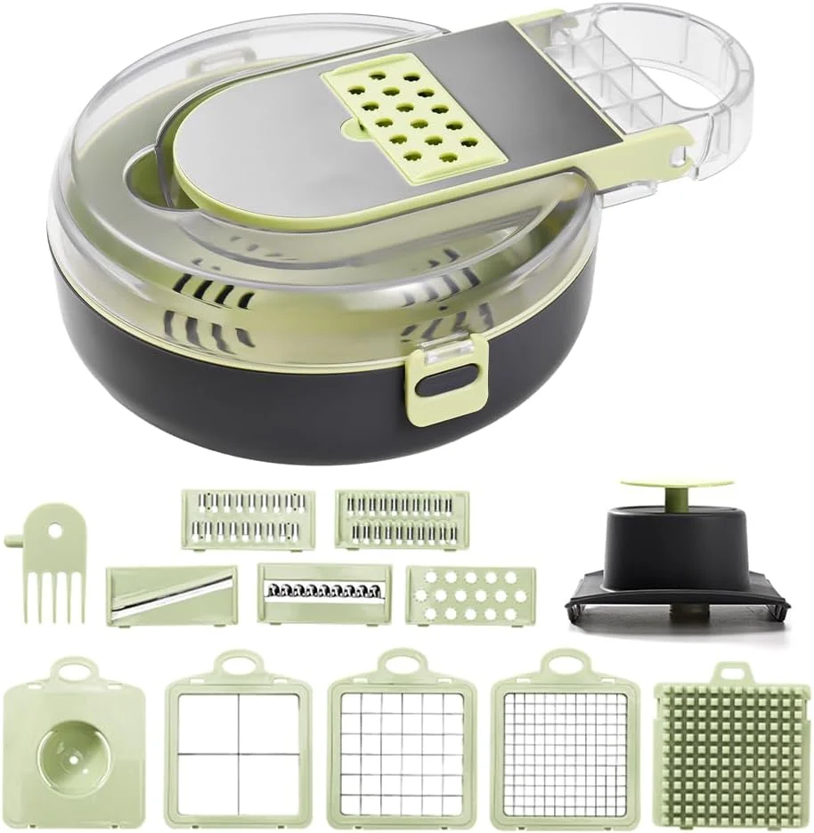 خردکن سبزیجات ایرومی با ظرف چند منظوره 13 در 1، خردکن پیاز، ابزار آشپزخانه صرفه جویی در زمان، خردکن سبزیجات برای پیاز، گوجه فرنگی، سیب زمینی، خردکن غذا با ظرف نگهداری تخلیه