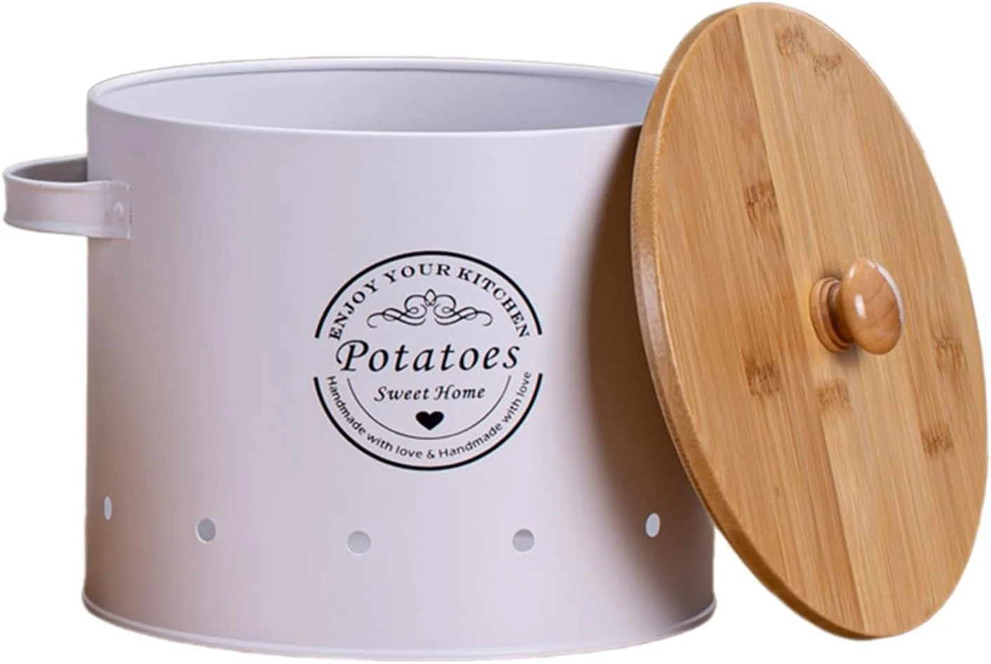 Kitchen Storage Canister, Vegetables Storage Bin, Rustic Potato Onion Storage Tin Veggies Jars Pot for Counter Home, L Kitchen Storage Canister, Vegetables Storage Bin, Rustic Potato Onion Storage Tin Veggies Jars Pot for Counter Home, L