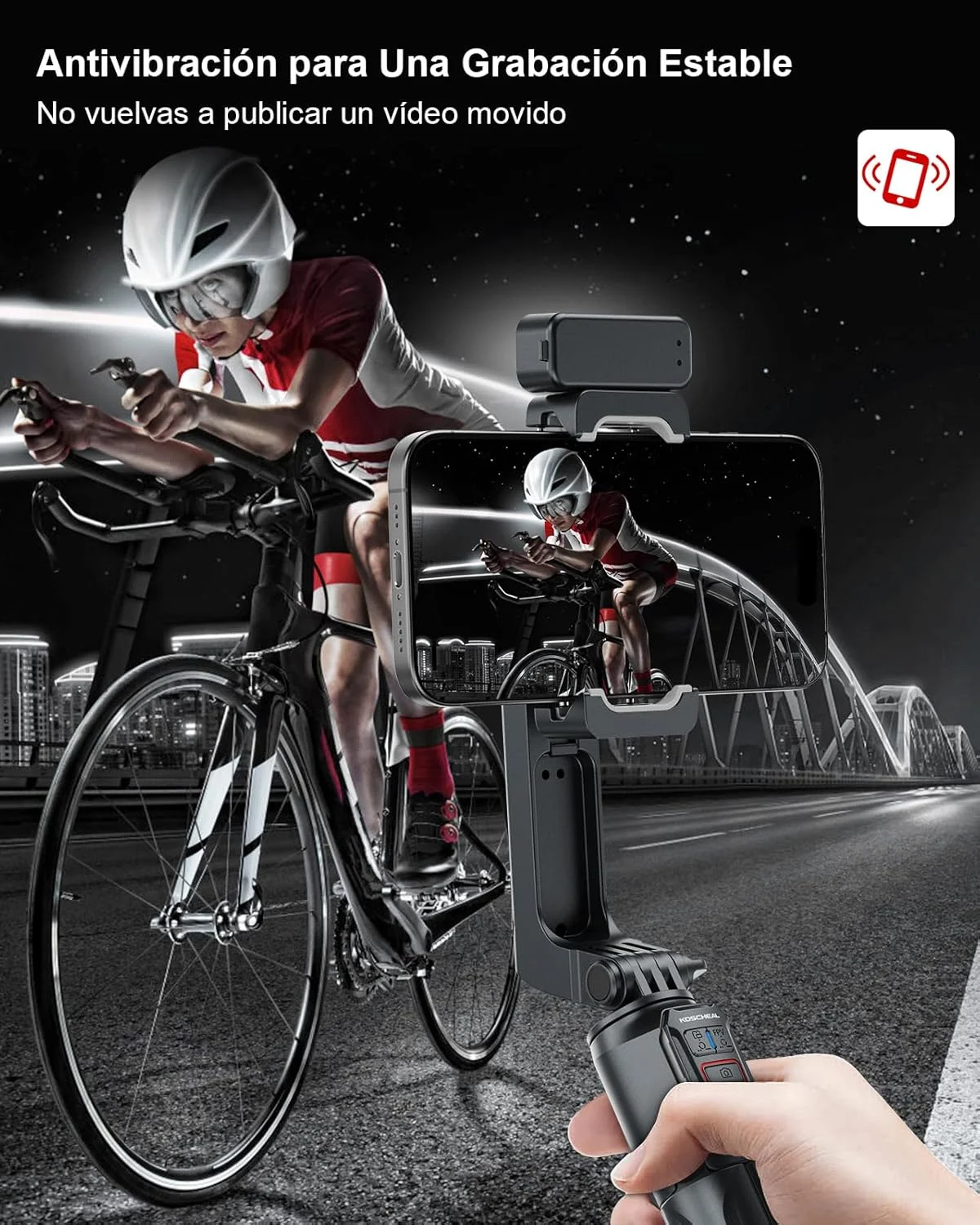 لرزشگیر تلفن همراه KOSCHEAL، لرزشگیر 2 محوره تلفن هوشمند با نور پرکننده و سه پایه با کنترل از راه دور بی سیم چرخش خودکار 360 درجه، حالت صحنه، بدون نیاز به برنامه، برای Vlog و TikTok لرزشگیر تلفن همراه KOSCHEAL، لرزشگیر 2 محوره تلفن هوشمند با نور پرکننده و سه پایه با کنترل از راه دور بی سیم چرخش خودکار 360 درجه، حالت صحنه، بدون نیاز به برنامه، برای Vlog و TikTok