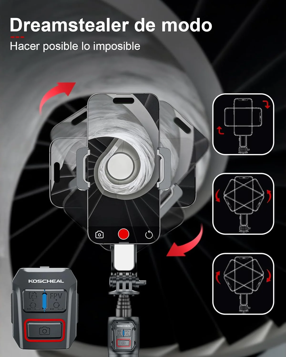 لرزشگیر تلفن همراه KOSCHEAL، لرزشگیر 2 محوره تلفن هوشمند با نور پرکننده و سه پایه با کنترل از راه دور بی سیم چرخش خودکار 360 درجه، حالت صحنه، بدون نیاز به برنامه، برای Vlog و TikTok لرزشگیر تلفن همراه KOSCHEAL، لرزشگیر 2 محوره تلفن هوشمند با نور پرکننده و سه پایه با کنترل از راه دور بی سیم چرخش خودکار 360 درجه، حالت صحنه، بدون نیاز به برنامه، برای Vlog و TikTok