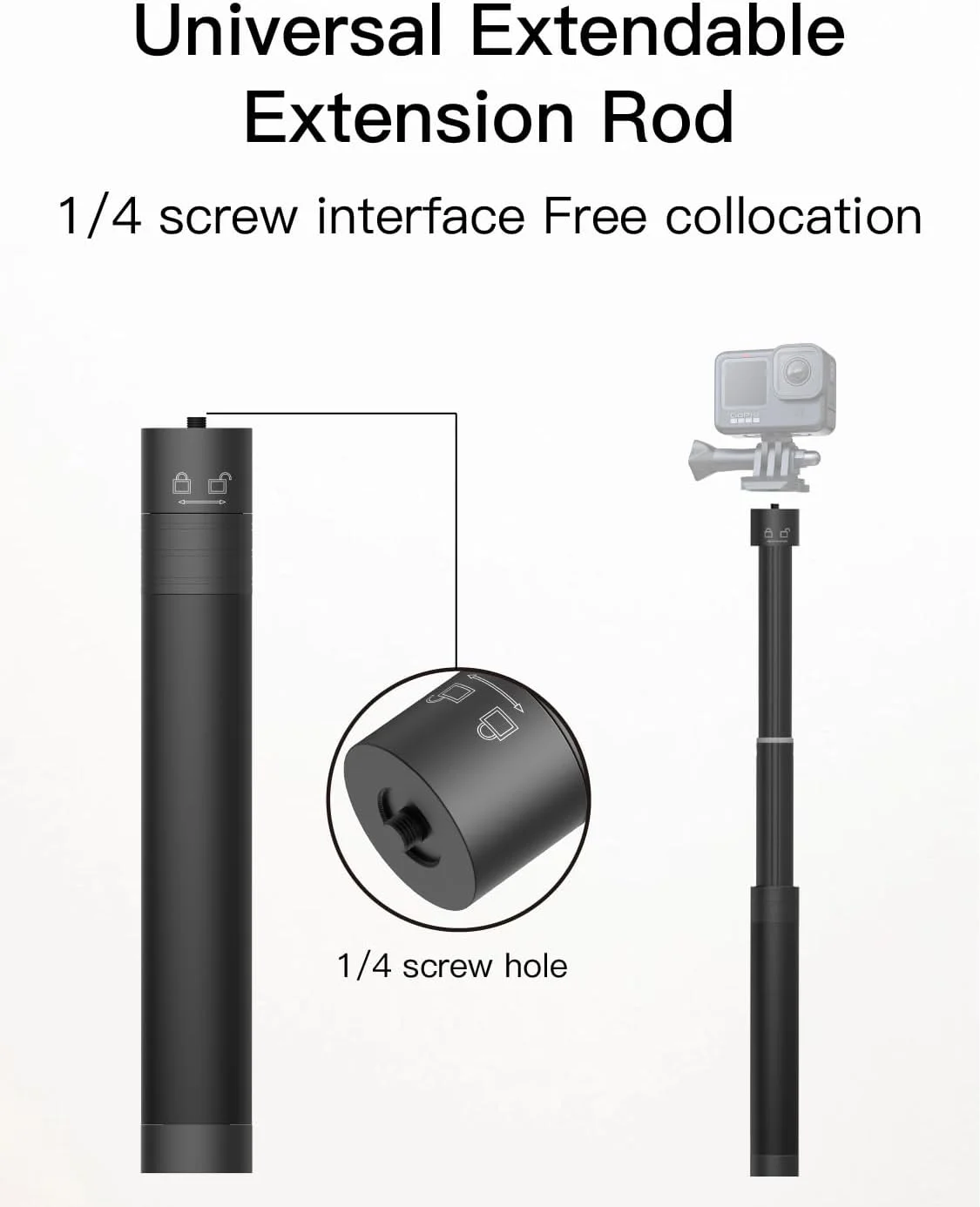 میله افزایش طول گیمبال AOCHUAN، میله 29 اینچی برای دوربین های DSLR، مونوپاد سلفی قابل تنظیم با رابط پیچ 1/4، سازگار با طیف وسیعی از گیمبال های دستی و سایر دستگاه های رابط جهانی میله افزایش طول گیمبال AOCHUAN، میله 29 اینچی برای دوربین های DSLR، مونوپاد سلفی قابل تنظیم با رابط پیچ 1/4، سازگار با طیف وسیعی از گیمبال های دستی و سایر دستگاه های رابط جهانی