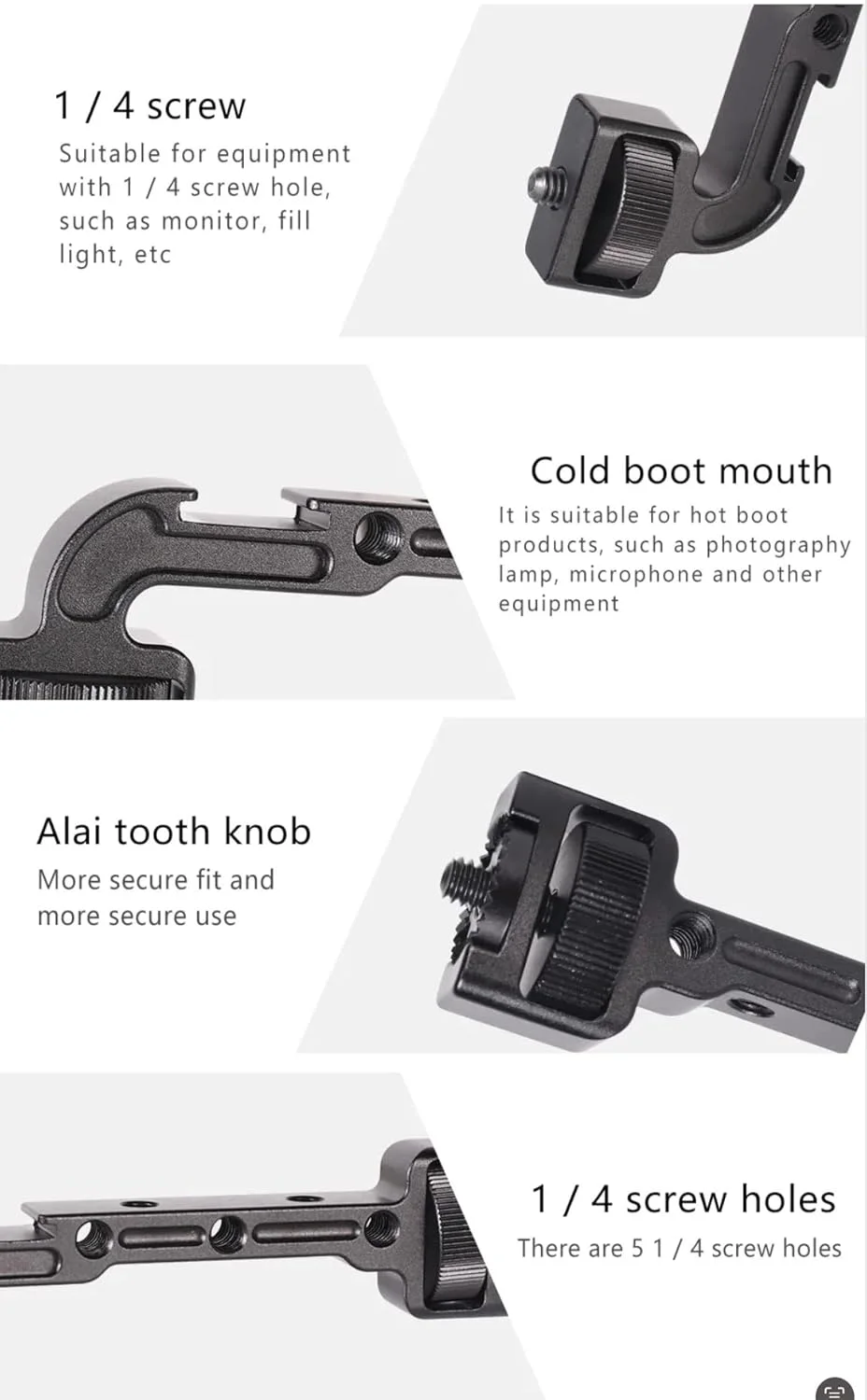 بازوی نگهدارنده مانیتور دوربین قابل تنظیم DO1 برای گیمبال | سازگار با DJI Ronin RS 2 / RSC 2 / RS 3 / RS 3 Pro/RS 3 Mini، ZHIYUN Crane 2S/Crane 3/3S/ Weebill & MOZA | چرخش 360 درجه و آداپتور کفشک گرم