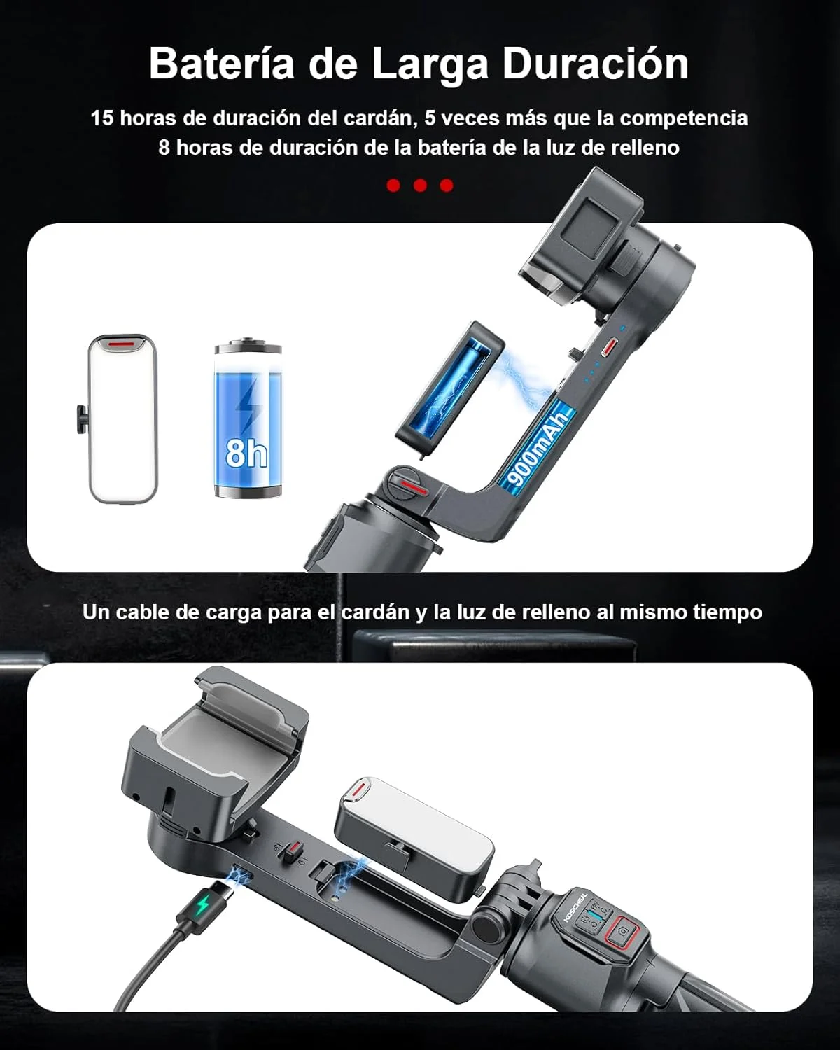 لرزشگیر تلفن همراه KOSCHEAL، لرزشگیر 2 محوره تلفن هوشمند با نور پرکننده و سه پایه با کنترل از راه دور بی سیم چرخش خودکار 360 درجه، حالت صحنه، بدون نیاز به برنامه، برای Vlog و TikTok لرزشگیر تلفن همراه KOSCHEAL، لرزشگیر 2 محوره تلفن هوشمند با نور پرکننده و سه پایه با کنترل از راه دور بی سیم چرخش خودکار 360 درجه، حالت صحنه، بدون نیاز به برنامه، برای Vlog و TikTok