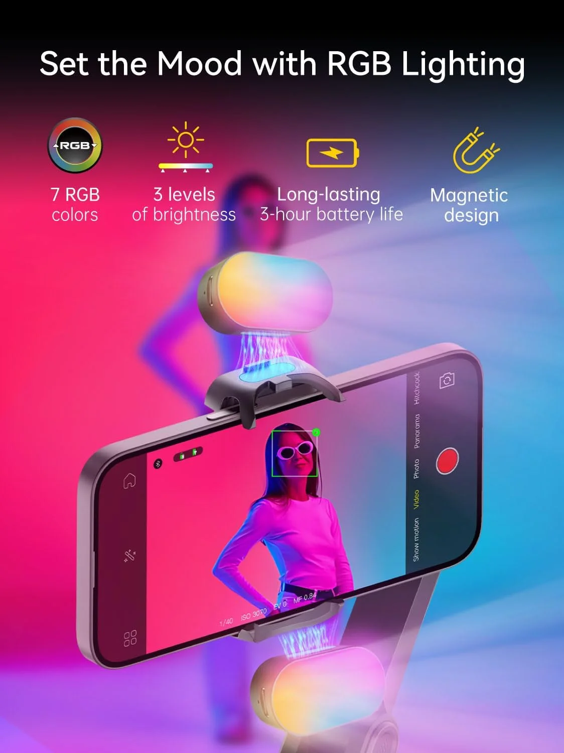 لرزشگیر گیمبال AOCHUAN برای آیفون، گیمبال تلفن همراه با نور پرکننده مغناطیسی RGB، گیمبال تاشو با میله اکستنشن داخلی 7.8 اینچی و صفحه نمایش OLED برای آیفون/اندروید، عالی برای ولاگینگ - کیت Smart X2 مشکی لرزشگیر گیمبال AOCHUAN برای آیفون، گیمبال تلفن همراه با نور پرکننده مغناطیسی RGB، گیمبال تاشو با میله اکستنشن داخلی 7.8 اینچی و صفحه نمایش OLED برای آیفون/اندروید، عالی برای ولاگینگ - کیت Smart X2 مشکی