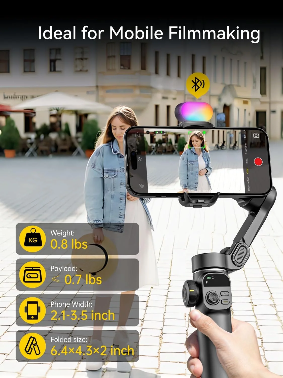 لرزشگیر گیمبال AOCHUAN برای آیفون، گیمبال تلفن همراه با نور پرکننده مغناطیسی RGB، گیمبال تاشو با میله اکستنشن داخلی 7.8 اینچی و صفحه نمایش OLED برای آیفون/اندروید، عالی برای ولاگینگ - کیت Smart X2 مشکی لرزشگیر گیمبال AOCHUAN برای آیفون، گیمبال تلفن همراه با نور پرکننده مغناطیسی RGB، گیمبال تاشو با میله اکستنشن داخلی 7.8 اینچی و صفحه نمایش OLED برای آیفون/اندروید، عالی برای ولاگینگ - کیت Smart X2 مشکی