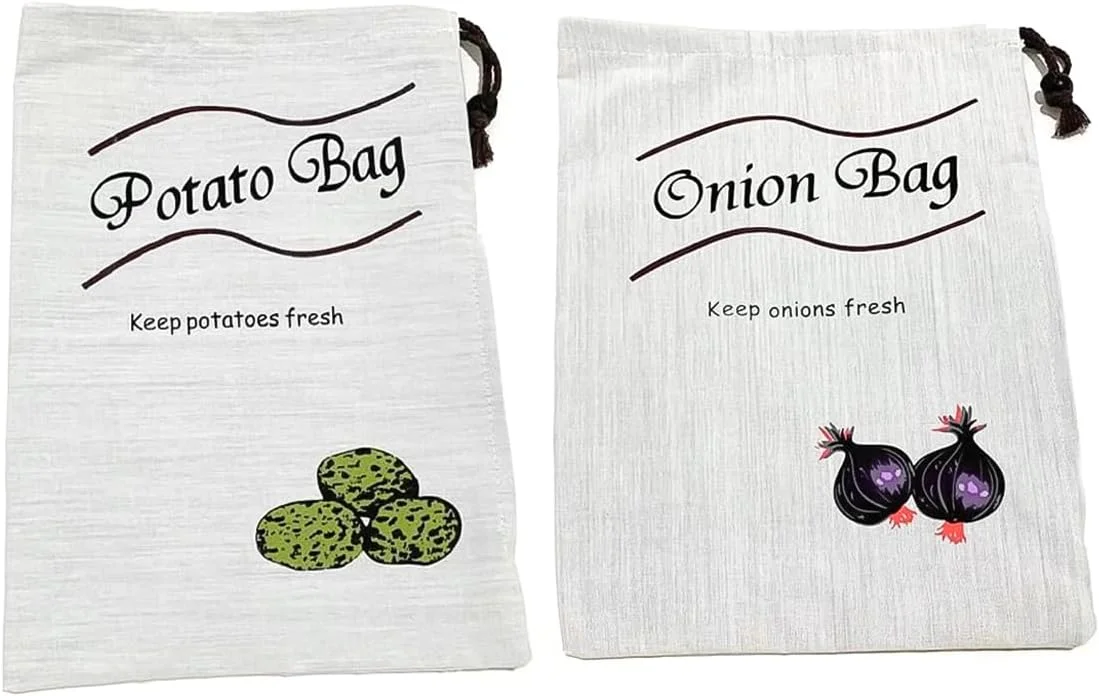 بسته 2 عددی کیسه های نگهداری سیب زمینی و پیاز Nicear، کیسه های نخی سیب زمینی با زیپ جانبی، کیسه پیاز آشپزخانه، کیسه سیب زمینی برای کیسه نگهداری با زیپ جانبی