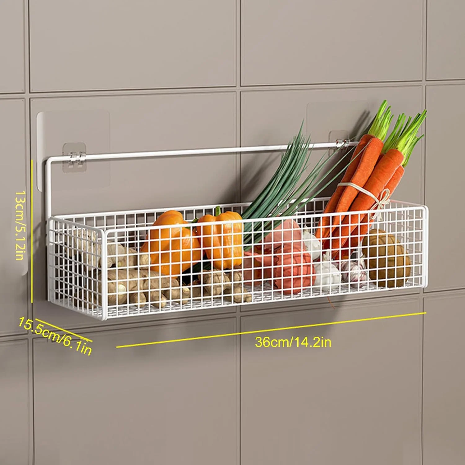 سبد میوه سیمی دیواری NDNCZDHC، سبد آویز چسبی برای سیب زمینی، پیاز، مناسب برای نگهداری مواد غذایی در انباری، رختشویخانه، حمام و آشپزخانه سبد میوه سیمی دیواری NDNCZDHC، سبد آویز چسبی برای سیب زمینی، پیاز، مناسب برای نگهداری مواد غذایی در انباری، رختشویخانه، حمام و آشپزخانه