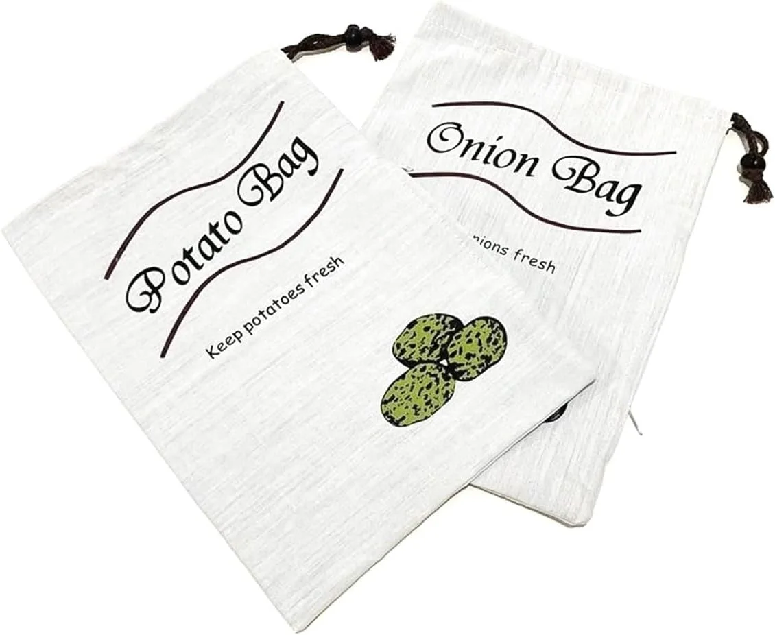 بسته 2 عددی کیسه های نگهداری سیب زمینی و پیاز Nicear، کیسه های نخی سیب زمینی با زیپ جانبی، کیسه پیاز آشپزخانه، کیسه سیب زمینی برای کیسه نگهداری با زیپ جانبی