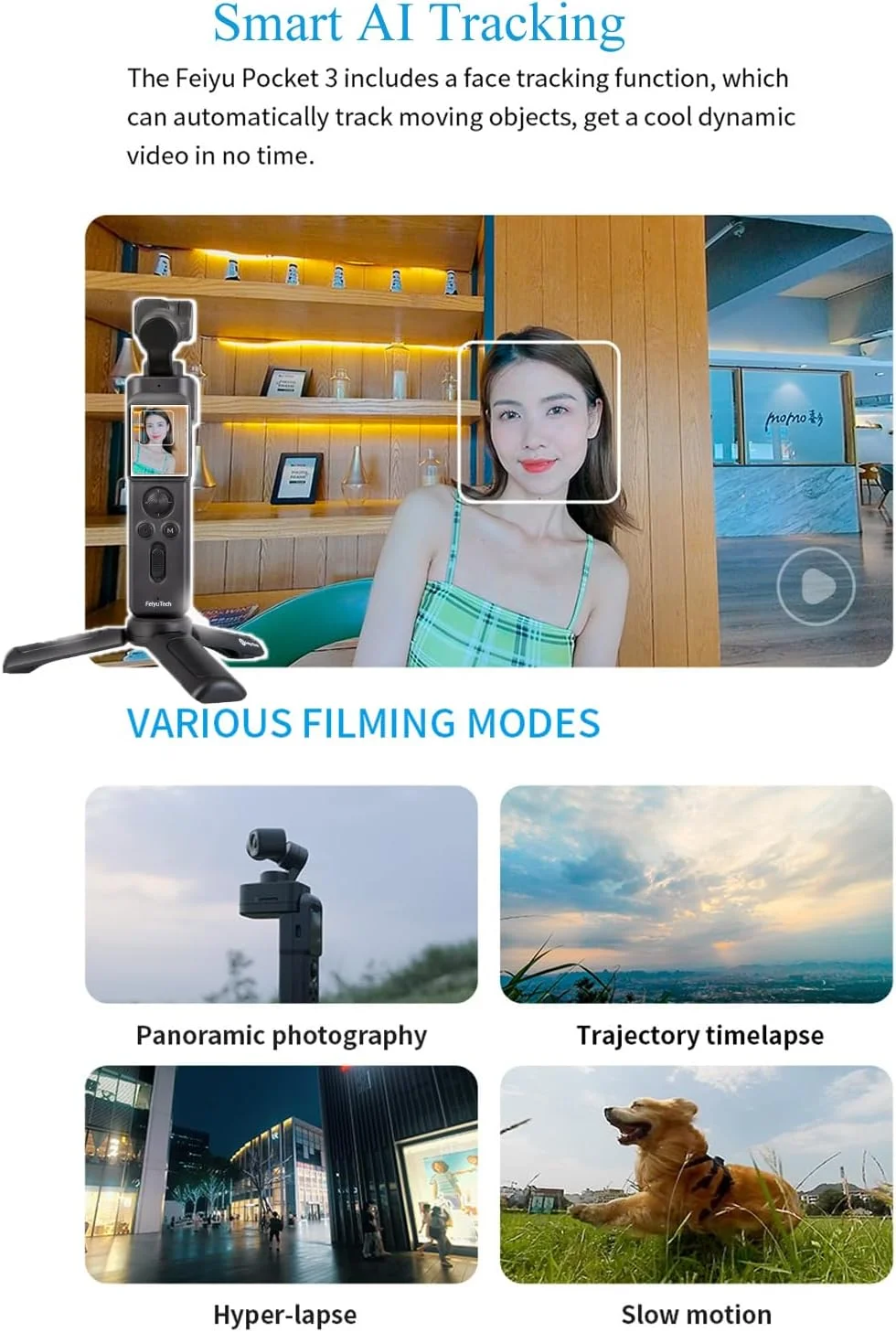 کیت FeiyuTech Pocket 3 - دوربین 4K 60FPS با لرزشگیر 3 محوره، دسته ریموت، ردیابی هوش مصنوعی، دسته جداشدنی، آهنربا برای ویدیوهای یوتیوب TikTok Vlog کیت FeiyuTech Pocket 3 - دوربین 4K 60FPS با لرزشگیر 3 محوره، دسته ریموت، ردیابی هوش مصنوعی، دسته جداشدنی، آهنربا برای ویدیوهای یوتیوب TikTok Vlog