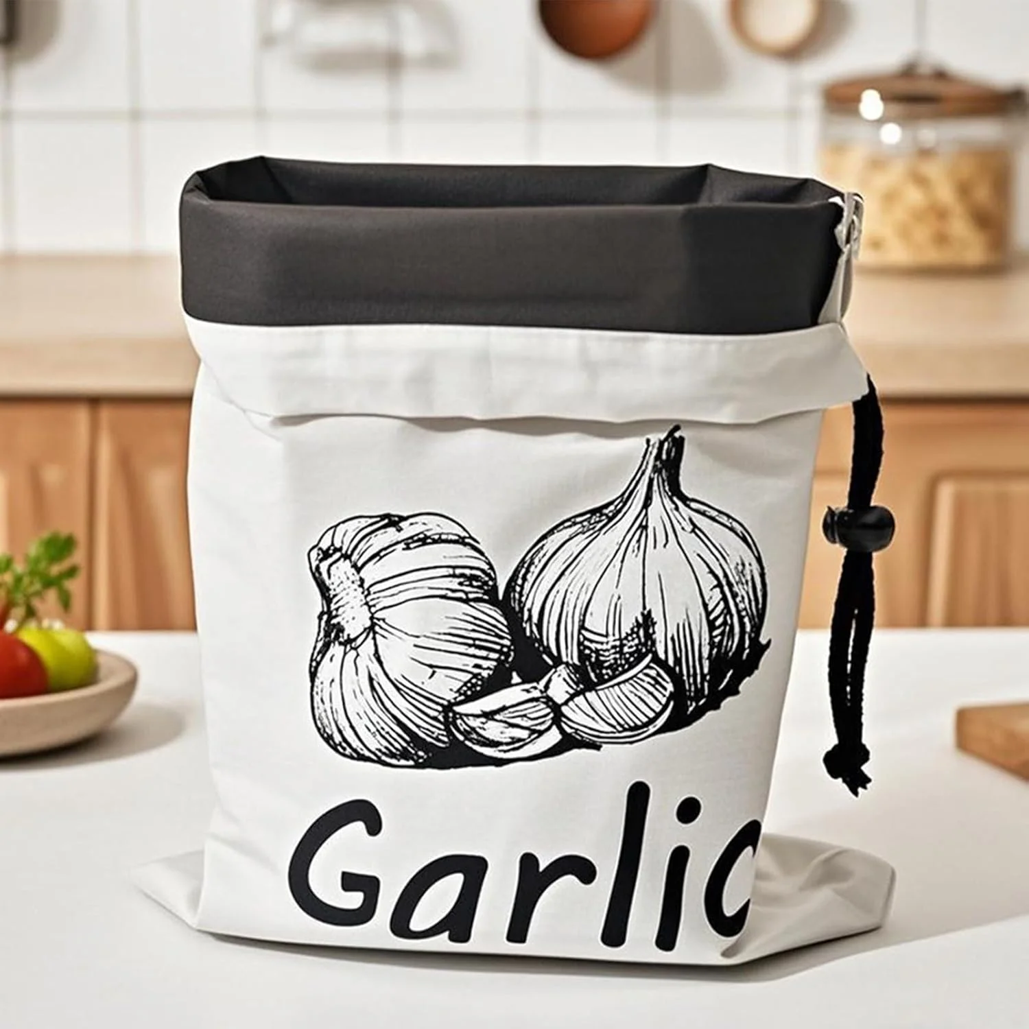 کیسه نگهداری پیاز - کیسه نگهداری سیب زمینی و پیاز از جنس بوم قابل شستشو، کیسه بزرگ بند دار برای نگهداری مواد غذایی، سطل سبزیجات، سازمان دهنده آشپزخانه برای یخچال، انبار و خواربار فروشی