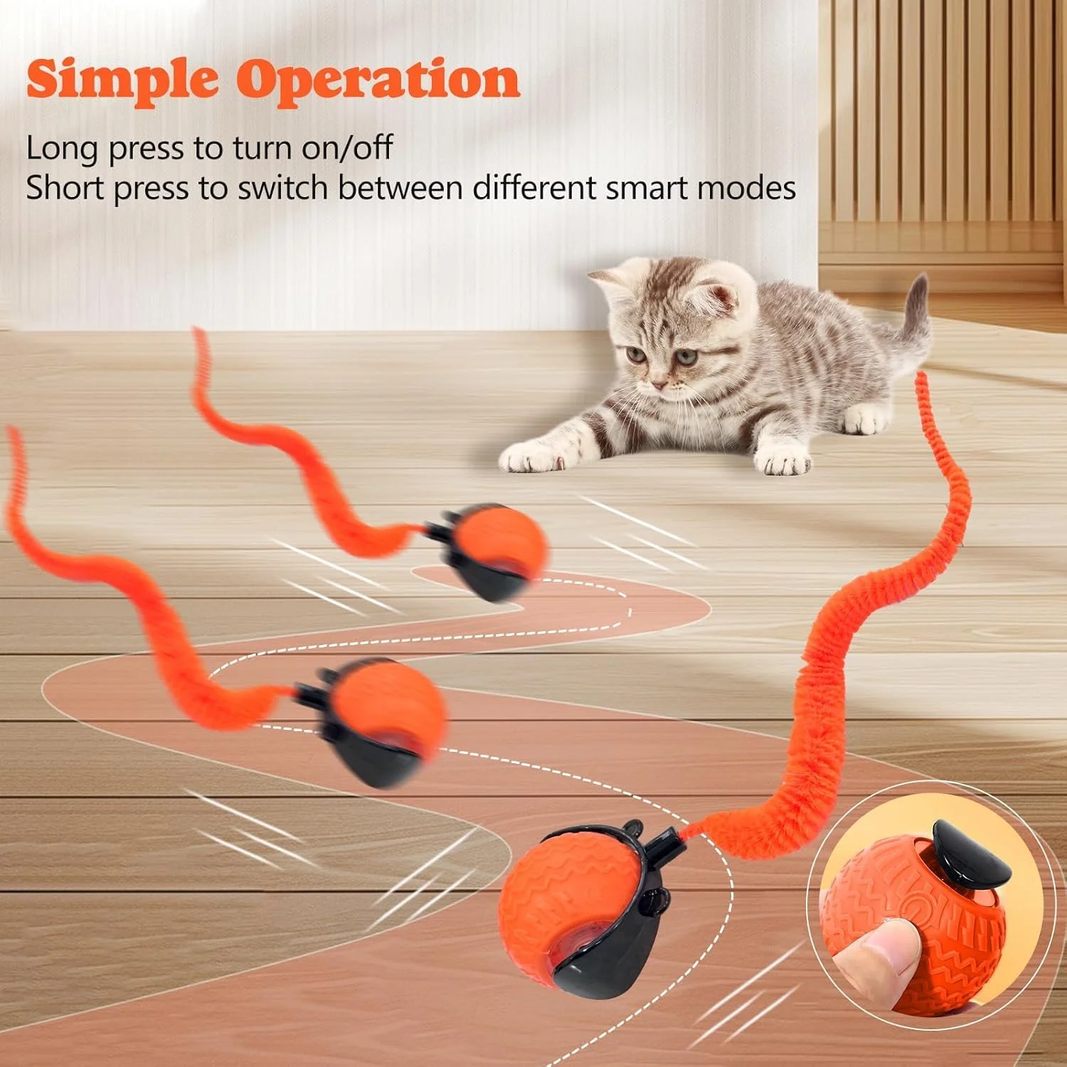 توپ بازی تعاملی گربه YUHUF، توپ متحرک اتوماتیک جدید 2025 برای گربه ها و سگ ها، توپ اسباب بازی هوشمند خودکار چرخشی گربه، اسباب بازی های تعاملی گربه با دم (نارنجی) توپ بازی تعاملی گربه YUHUF، توپ متحرک اتوماتیک جدید 2025 برای گربه ها و سگ ها، توپ اسباب بازی هوشمند خودکار چرخشی گربه، اسباب بازی های تعاملی گربه با دم (نارنجی)