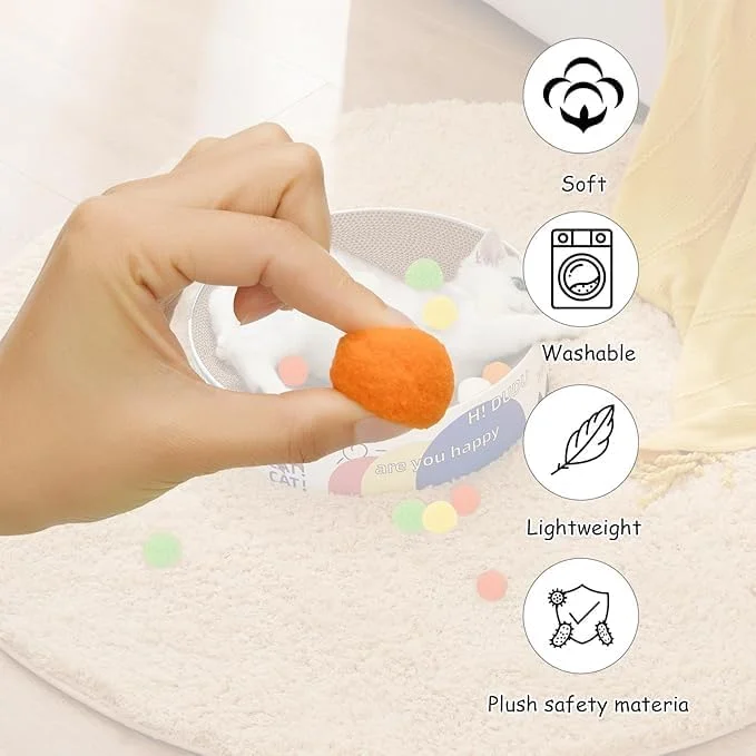 توپ های پوم پوم زکارول، اسباب بازی تعاملی گربه، تفریح خودکار، تفنگ تیراندازی آرام، توپ مخملی پلی استر با گلوله بالا (100 توپ) توپ های پوم پوم زکارول، اسباب بازی تعاملی گربه، تفریح خودکار، تفنگ تیراندازی آرام، توپ مخملی پلی استر با گلوله بالا (100 توپ)