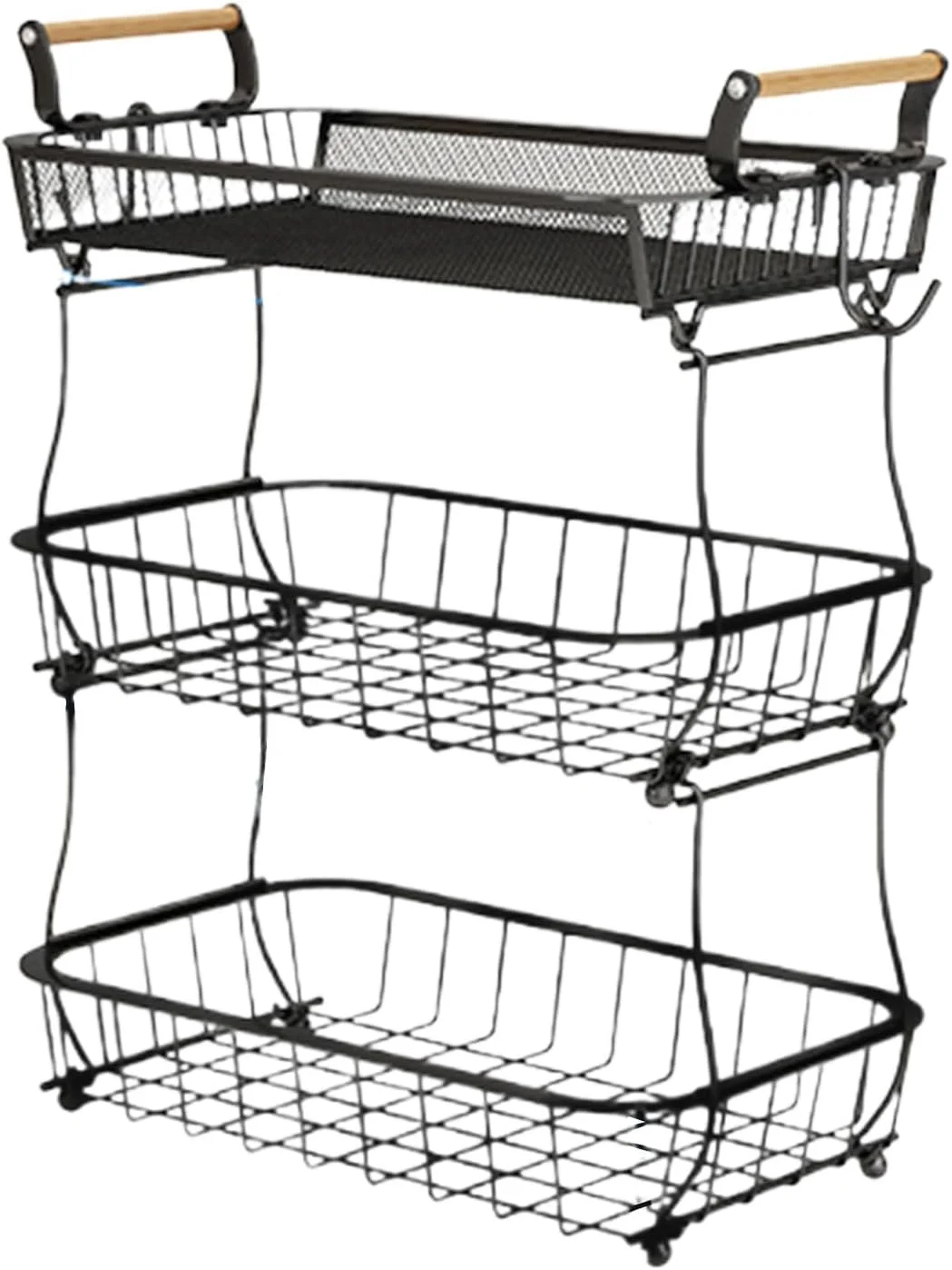 سبد میوه و سبزیجات، سبد ذخیره سازی 3 طبقه، سازمان دهنده نمایش با آویز موز، لوازم جانبی آشپزخانه برای سیب زمینی، نان، اسنک، پیاز و محصولات کشاورزی