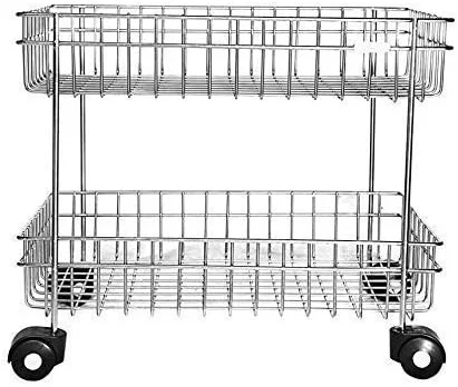 چرخ دستی آشپزخانه سبد میوه و سبزیجات Rasvesh، ترولی مدرن استیل ضد زنگ برای نگهداری پیاز و سیب زمینی، قفسه چرخ دار نقره ای رنگ | ضد زنگ | 1 عدد (ترولی 2 طبقه) چرخ دستی آشپزخانه سبد میوه و سبزیجات Rasvesh، ترولی مدرن استیل ضد زنگ برای نگهداری پیاز و سیب زمینی، قفسه چرخ دار نقره ای رنگ | ضد زنگ | 1 عدد (ترولی 2 طبقه)