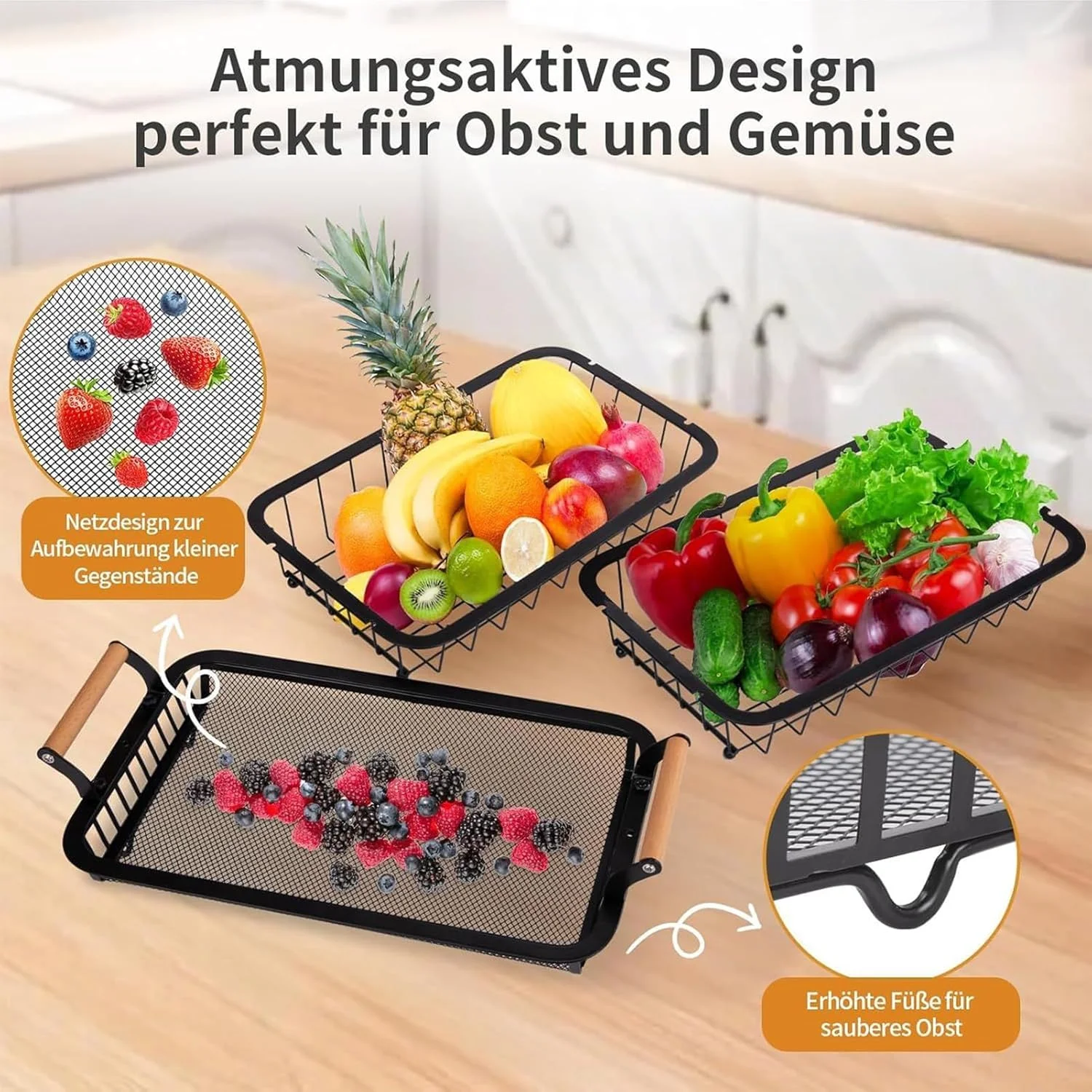 سبد میوه و سبزیجات، سبد ذخیره سازی 3 طبقه، سازمان دهنده نمایش با آویز موز، لوازم جانبی آشپزخانه برای سیب زمینی، نان، اسنک، پیاز و محصولات کشاورزی سبد میوه و سبزیجات، سبد ذخیره سازی 3 طبقه، سازمان دهنده نمایش با آویز موز، لوازم جانبی آشپزخانه برای سیب زمینی، نان، اسنک، پیاز و محصولات کشاورزی