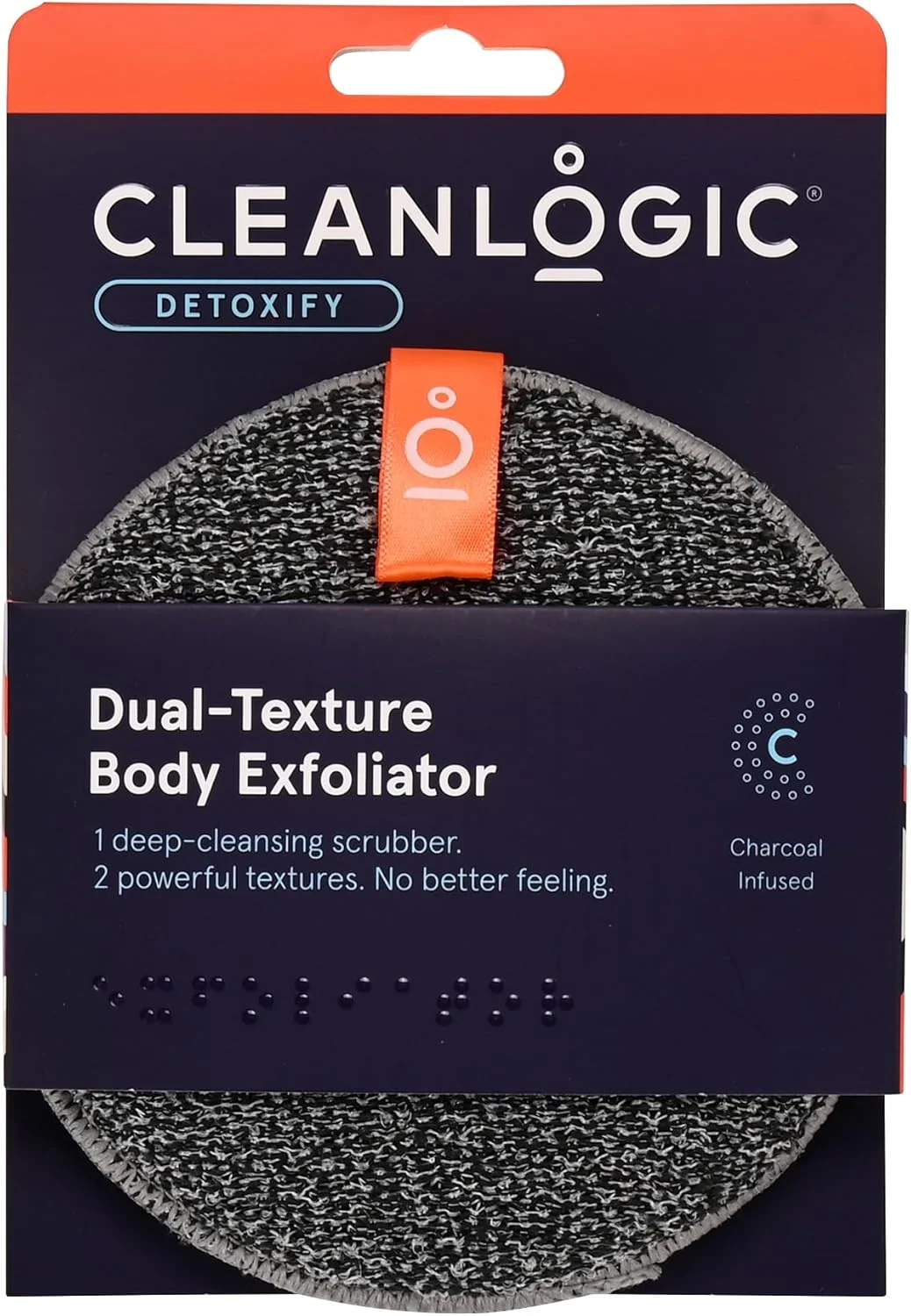 لیف لایه بردار بدن آغشته به زغال چوب Cleanlogic Detoxify، ابزار لایه بردار گرد با بافت دوگانه برای پوست صاف و تمیز، روتین روزانه مراقبت از پوست، 1 عدد لیف لایه بردار بدن آغشته به زغال چوب Cleanlogic Detoxify، ابزار لایه بردار گرد با بافت دوگانه برای پوست صاف و تمیز، روتین روزانه مراقبت از پوست، 1 عدد