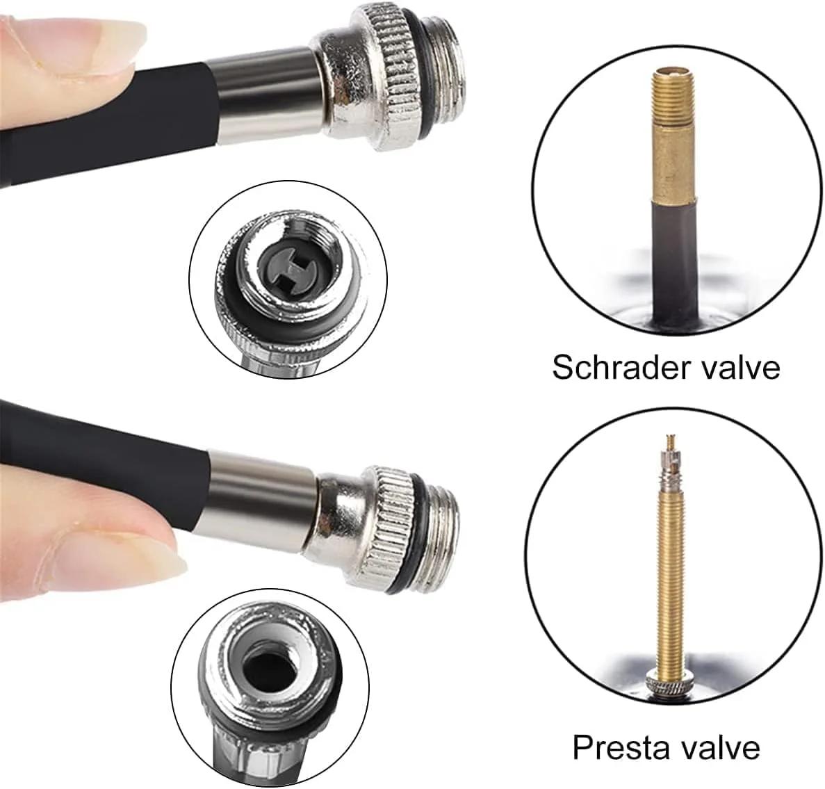 تلمبه دوچرخه با والف های پرستا و شرادر، تلمبه دوچرخه 100 PSI / 80 PSI برای تایر دوچرخه برقی، تلمبه کوچک دستی قابل حمل، تلمبه جهانی کوچک با فشار بالا به همراه سوزن توپ
