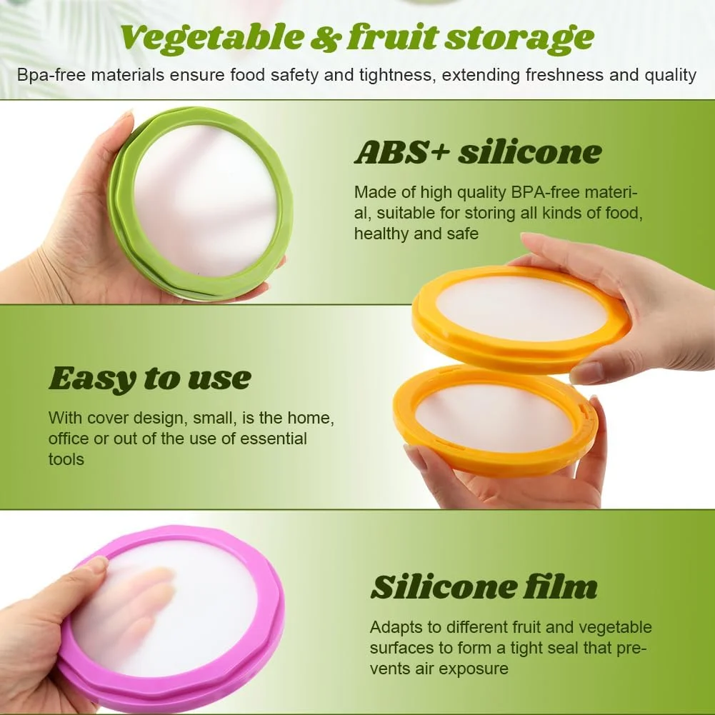 ظروف نگهداری سیلیکونی میوه و سبزیجات، ظرف نگهداری پیاز و آووکادو، ظروف نگهداری مواد غذایی درب دار برای لیمو، پنیر، گوجه فرنگی، سیب زمینی، سیر (رنگ: 4 عدد)