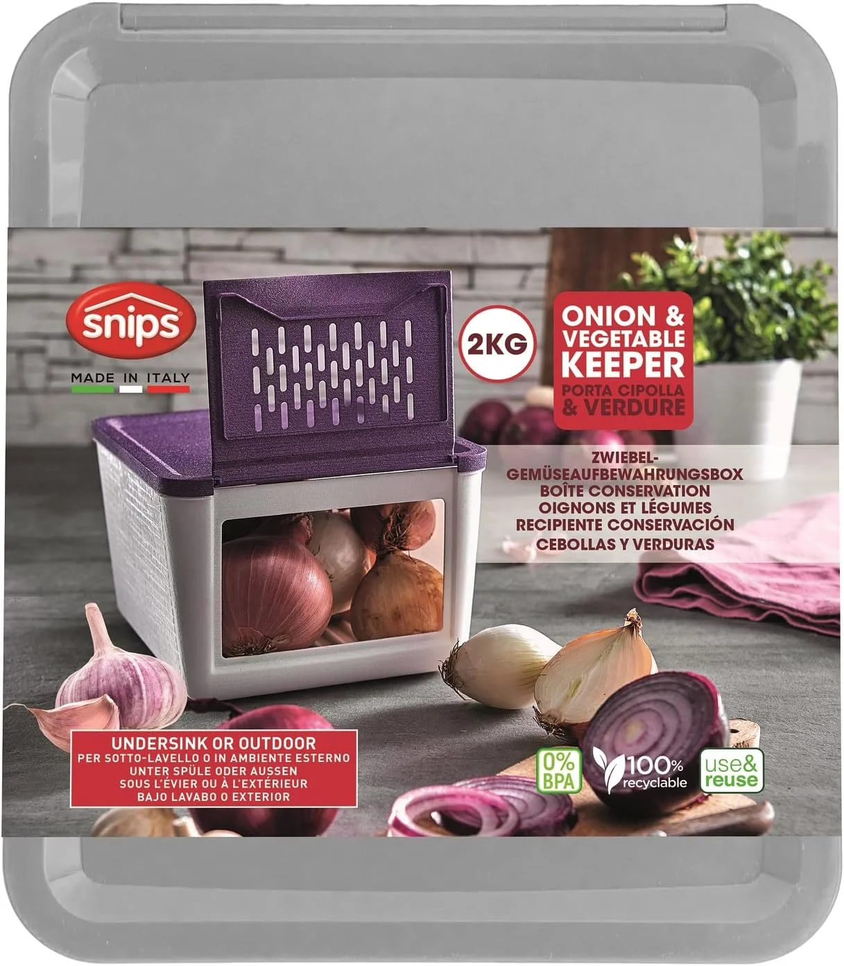 ظرف نگهداری پیاز و سبزیجات Snips با ظرفیت 2 کیلوگرم - ساخت ایتالیا - بدون BPA