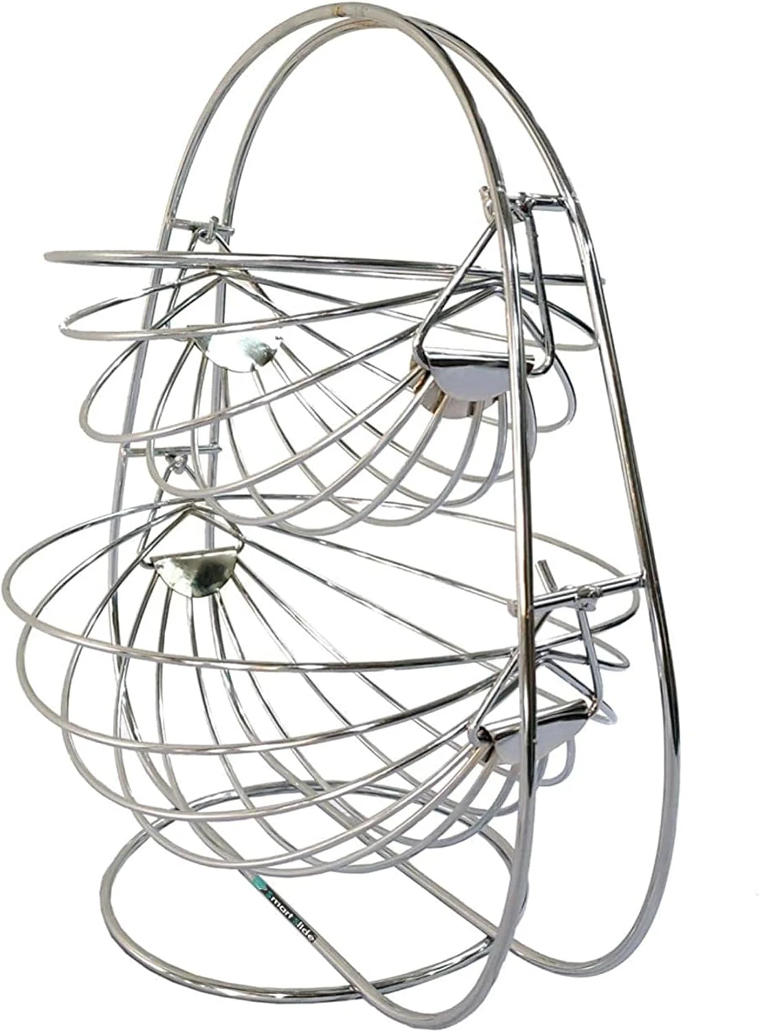 قفسه دو طبقه استیل ضد زنگ سولفار، سبد چرخدار نوسانی برای میوه، سبزیجات، پیاز، سبد نگهداری، ارگانایزر رومیزی، پایه نگهدارنده برای آشپزخانه (ترولی 2 طبقه)