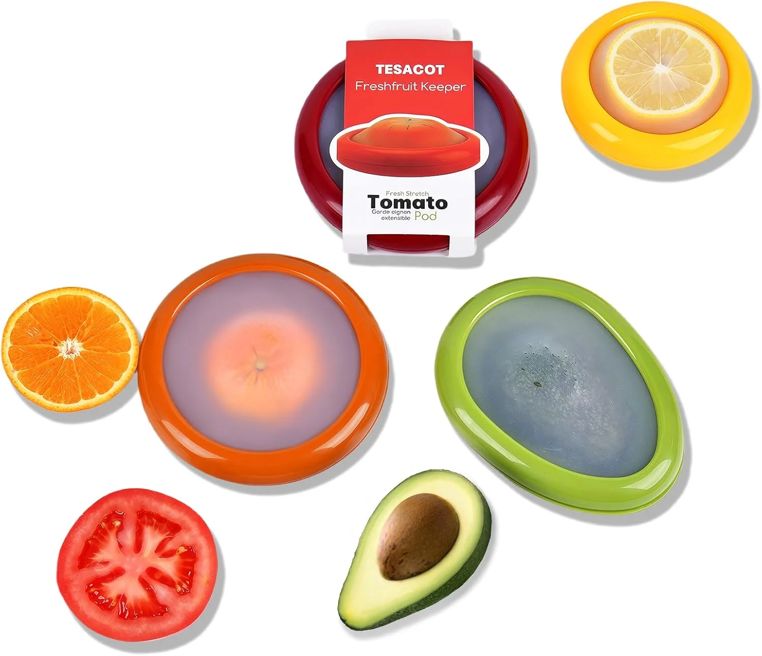 نگهدارنده آووکادو و پیاز TESACOT - 4 عدد ظروف نگهداری قابل استفاده مجدد برای یخچال - ایده آل برای لیمو، پیاز، سیر و سیب زمینی نگهدارنده آووکادو و پیاز TESACOT - 4 عدد ظروف نگهداری قابل استفاده مجدد برای یخچال - ایده آل برای لیمو، پیاز، سیر و سیب زمینی