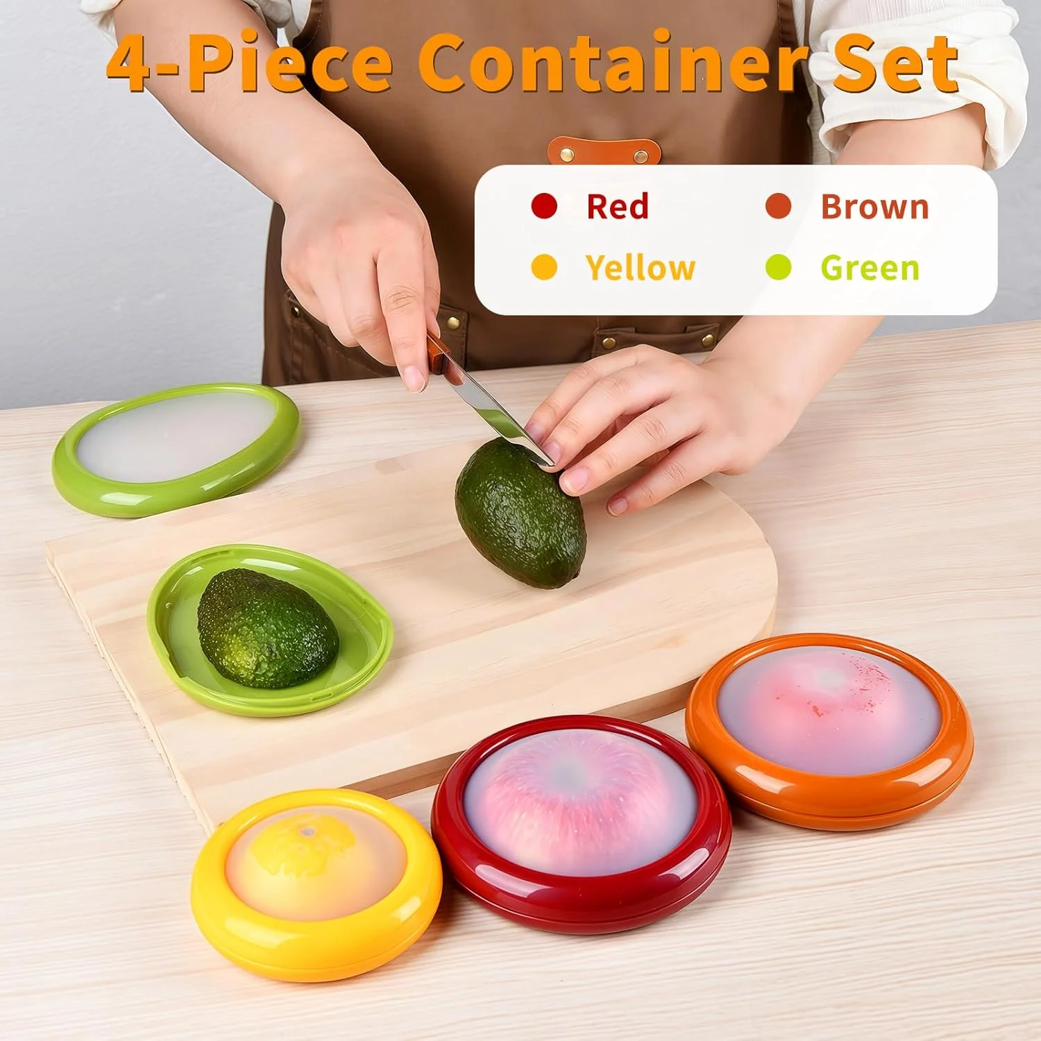 نگهدارنده آووکادو و پیاز TESACOT - 4 عدد ظروف نگهداری قابل استفاده مجدد برای یخچال - ایده آل برای لیمو، پیاز، سیر و سیب زمینی