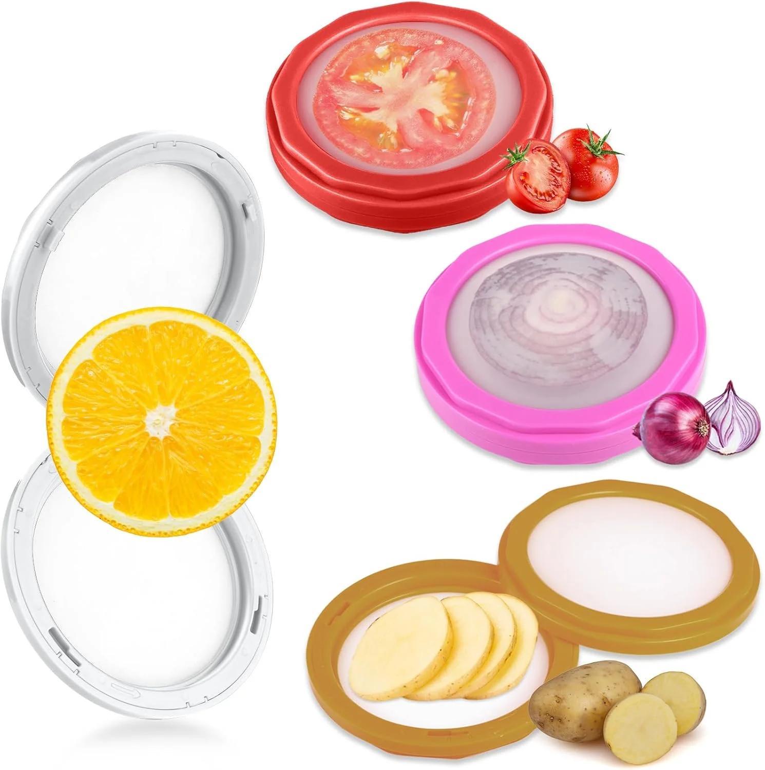 جعبه نگهداری میوه سیلیکونی Yomarket، غلاف تازه نگهدارنده مواد غذایی، نگهدارنده آووکادو و پیاز، ظروف نگهداری ضد اکسیداسیون میوه و سبزیجات برای گوجه فرنگی، لیمو، سیب زمینی، سیر (4 عدد)