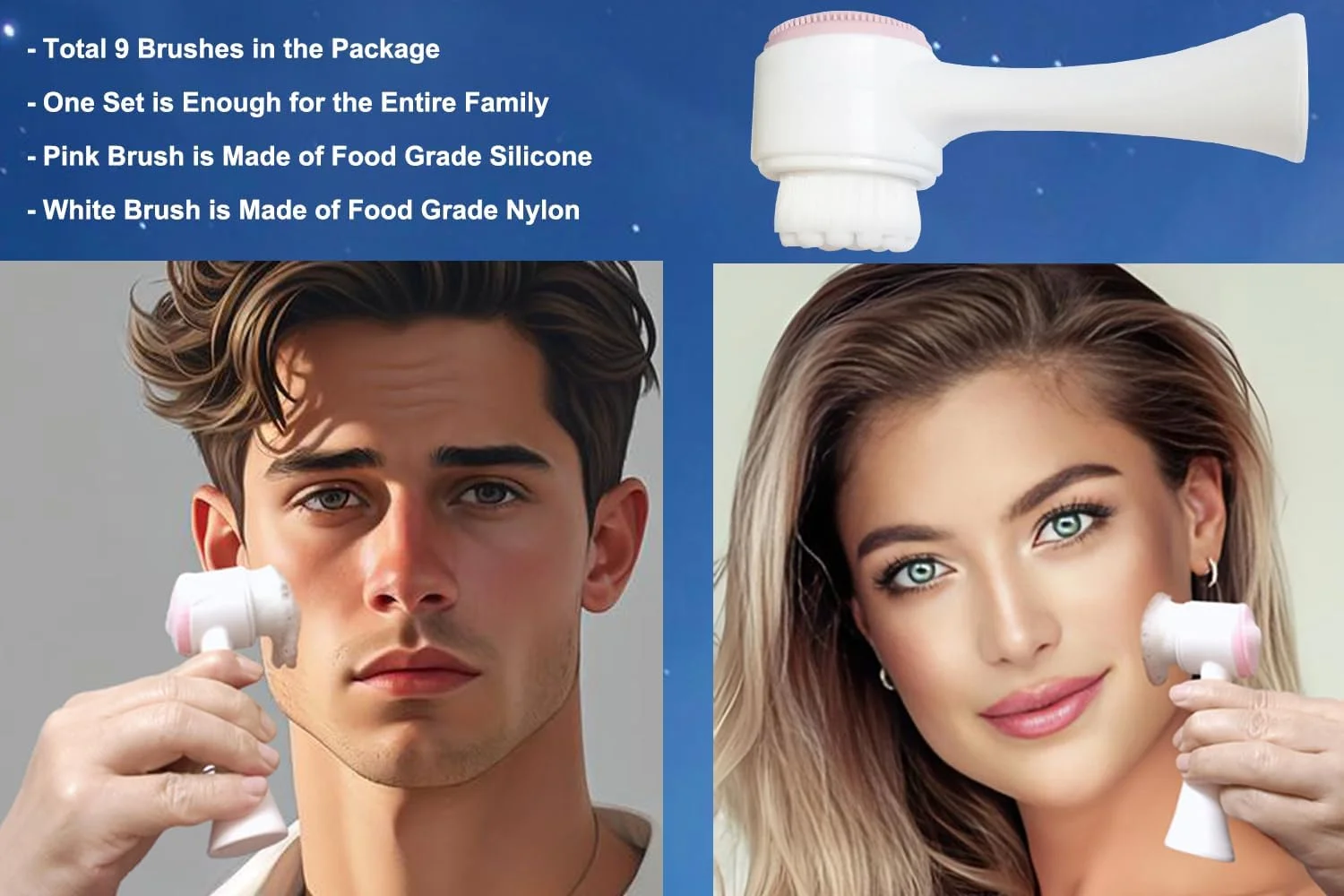 برس های شستشوی صورت AECW، برس پاک کننده صورت سیلیکونی فوق العاده نرم و مجموعه برس ماساژور پاک کننده صورت