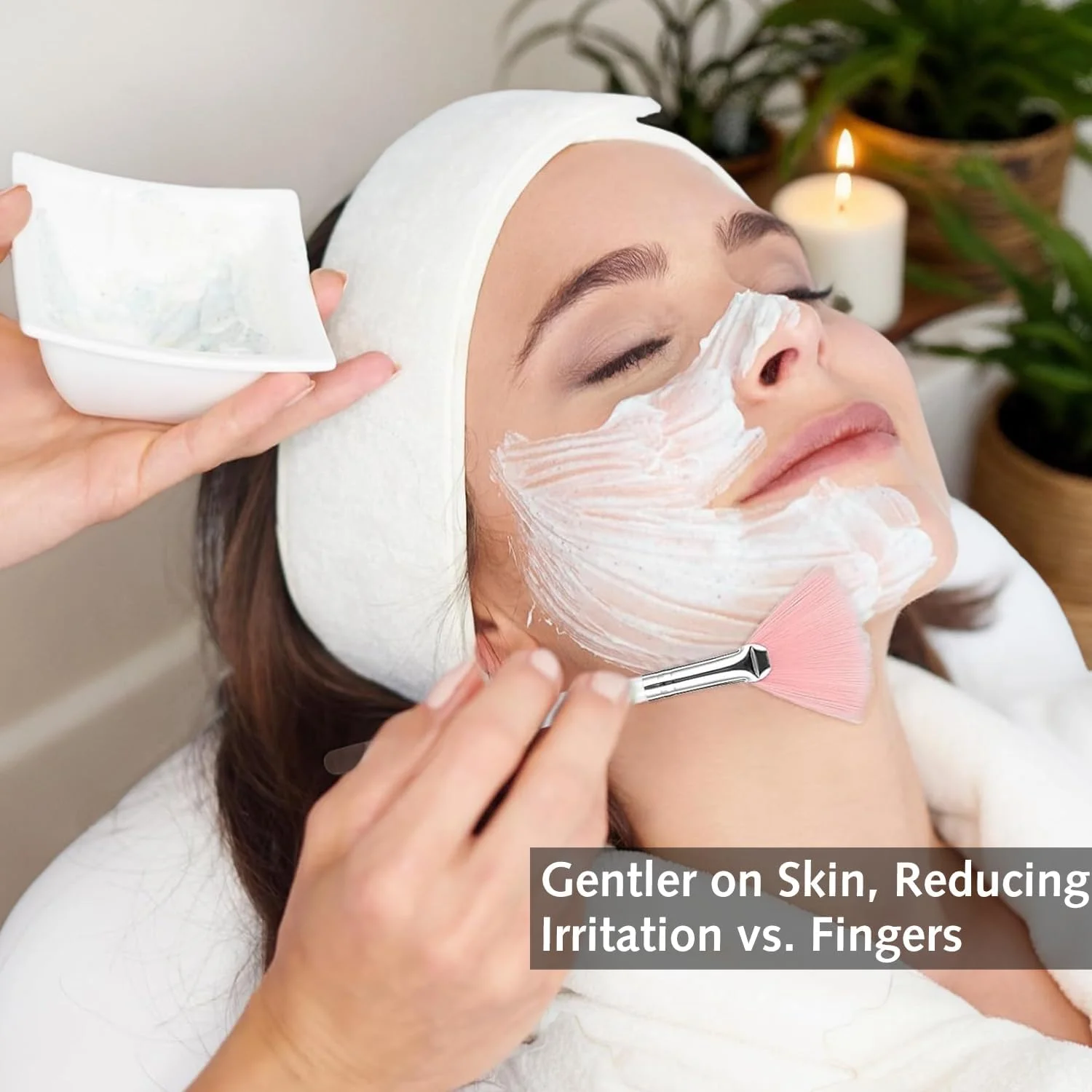 ست 4 عددی براش ماسک صورت، براش اپلیکاتور ماسک صورت، براش نرم صورت برای سرم، استفاده از ماسک صورت و ماسک چشم (صورتی، زرد، سفید)