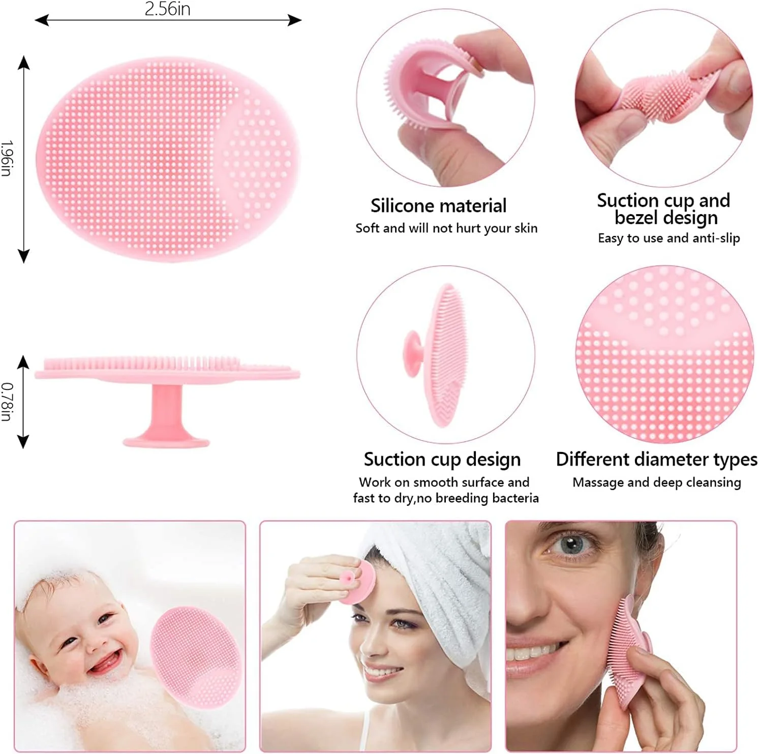 ست برس پاکسازی سیلیکونی 6 تکه، ابزار لایه برداری لب و صورت، اپلیکاتور ماسک، پاک کننده جوش سرسیاه، کیت مراقبت از پوست و زیبایی